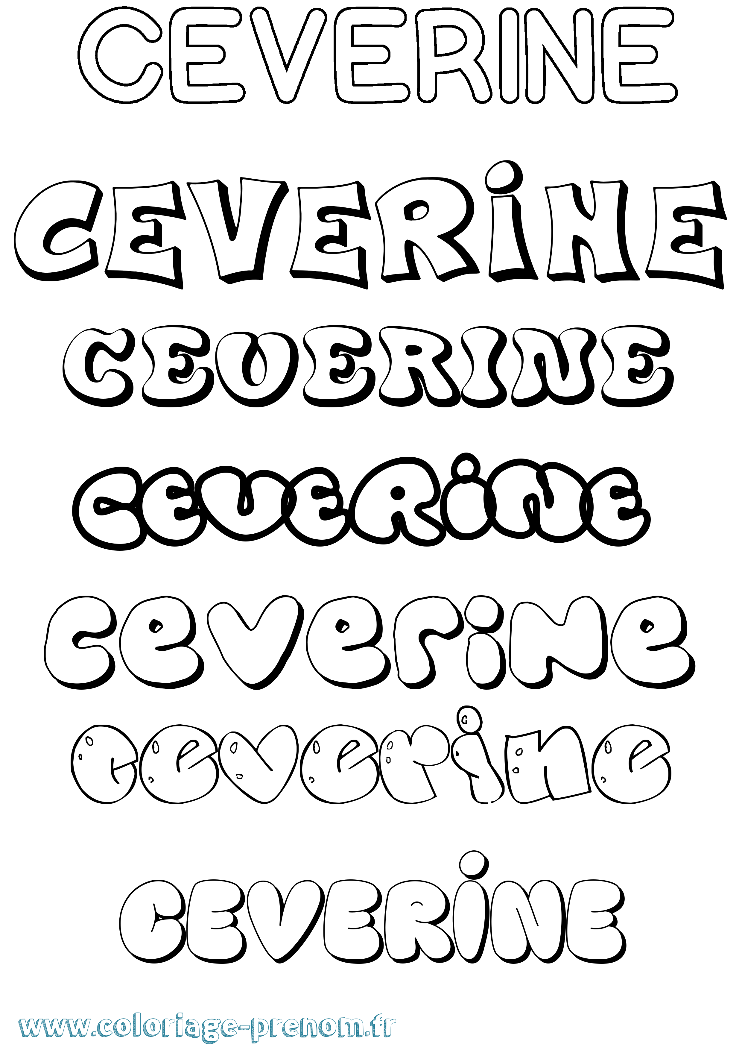 Coloriage prénom Ceverine Bubble