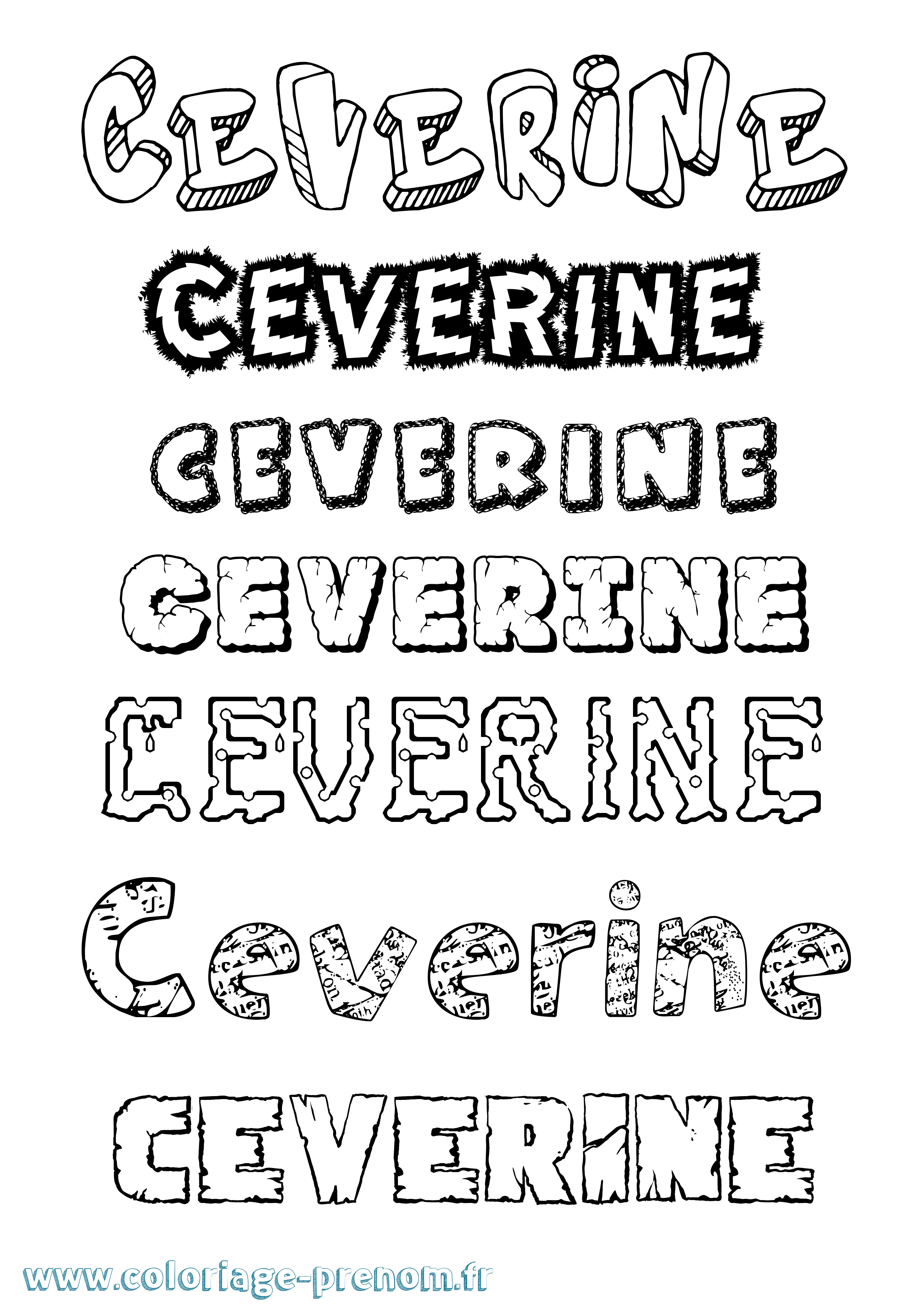 Coloriage prénom Ceverine Destructuré