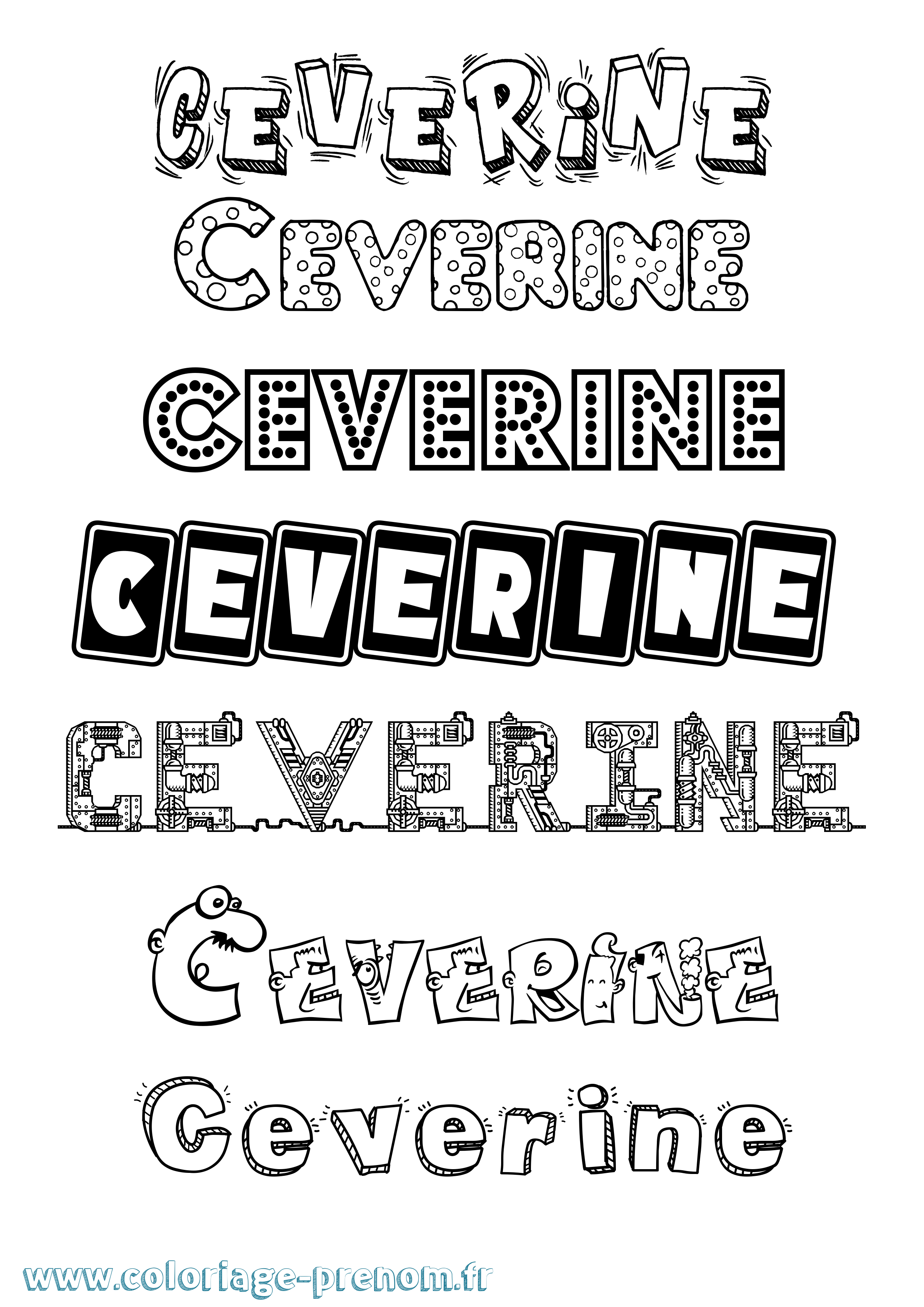 Coloriage prénom Ceverine Fun