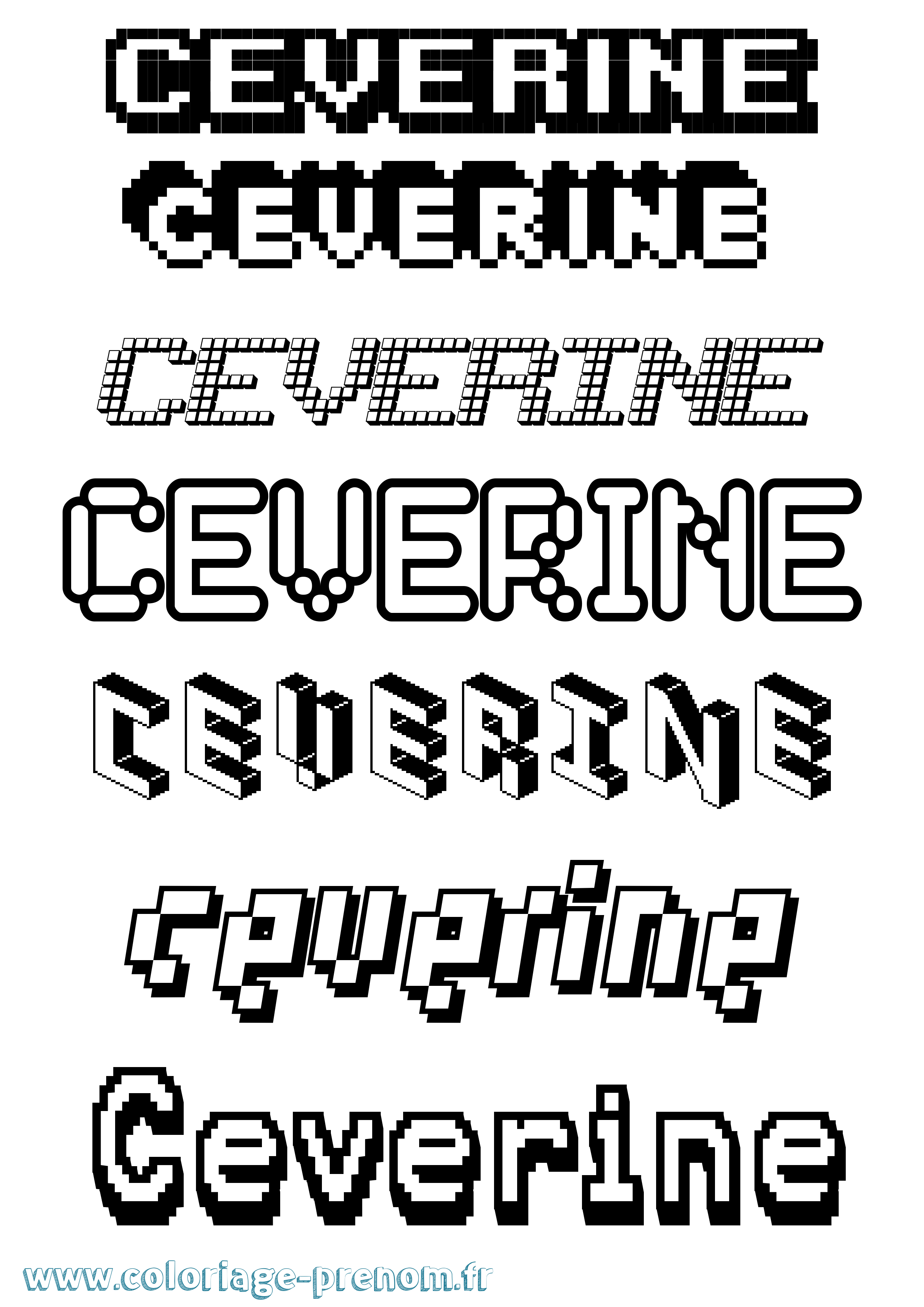 Coloriage prénom Ceverine Pixel