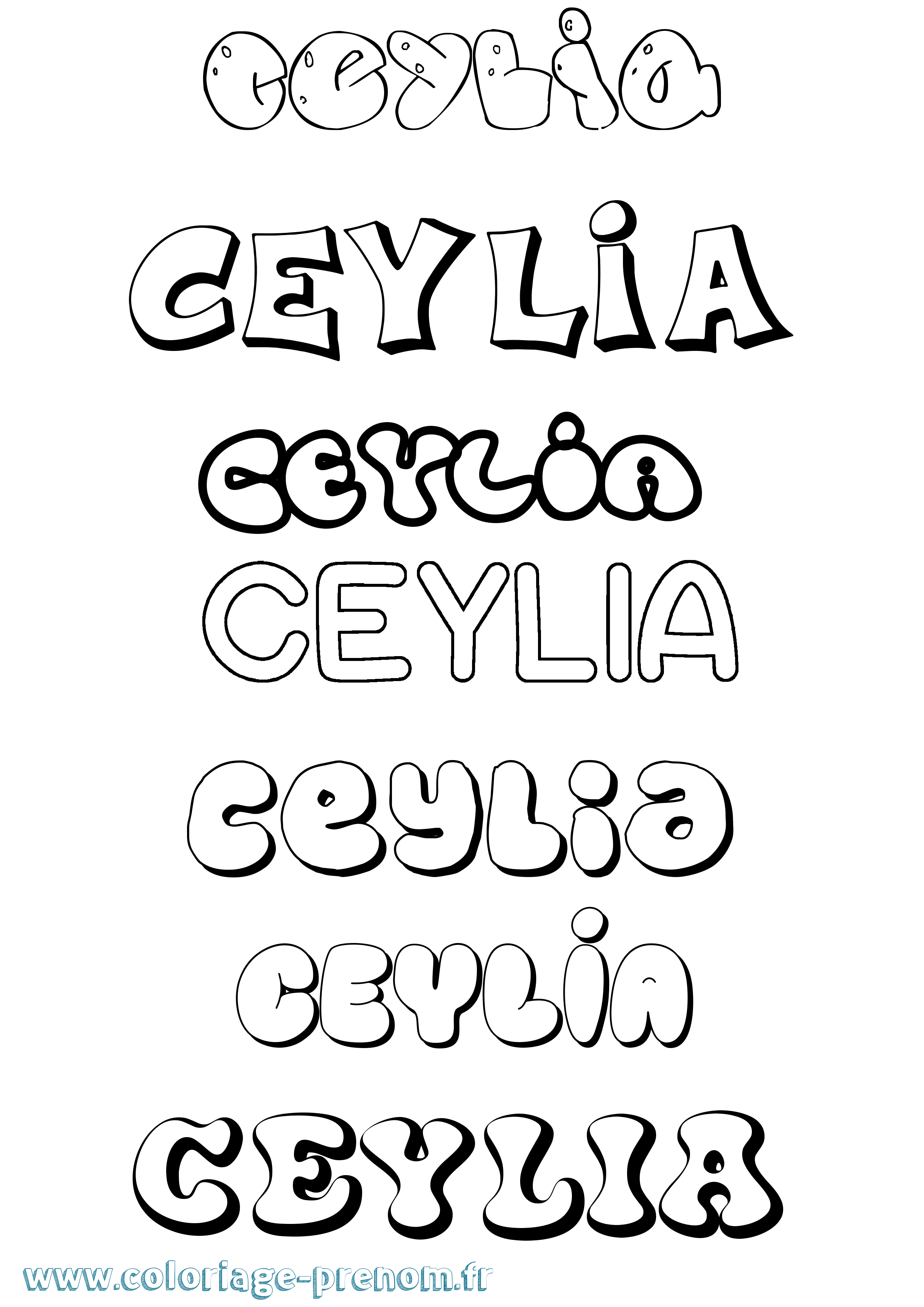 Coloriage prénom Ceylia Bubble