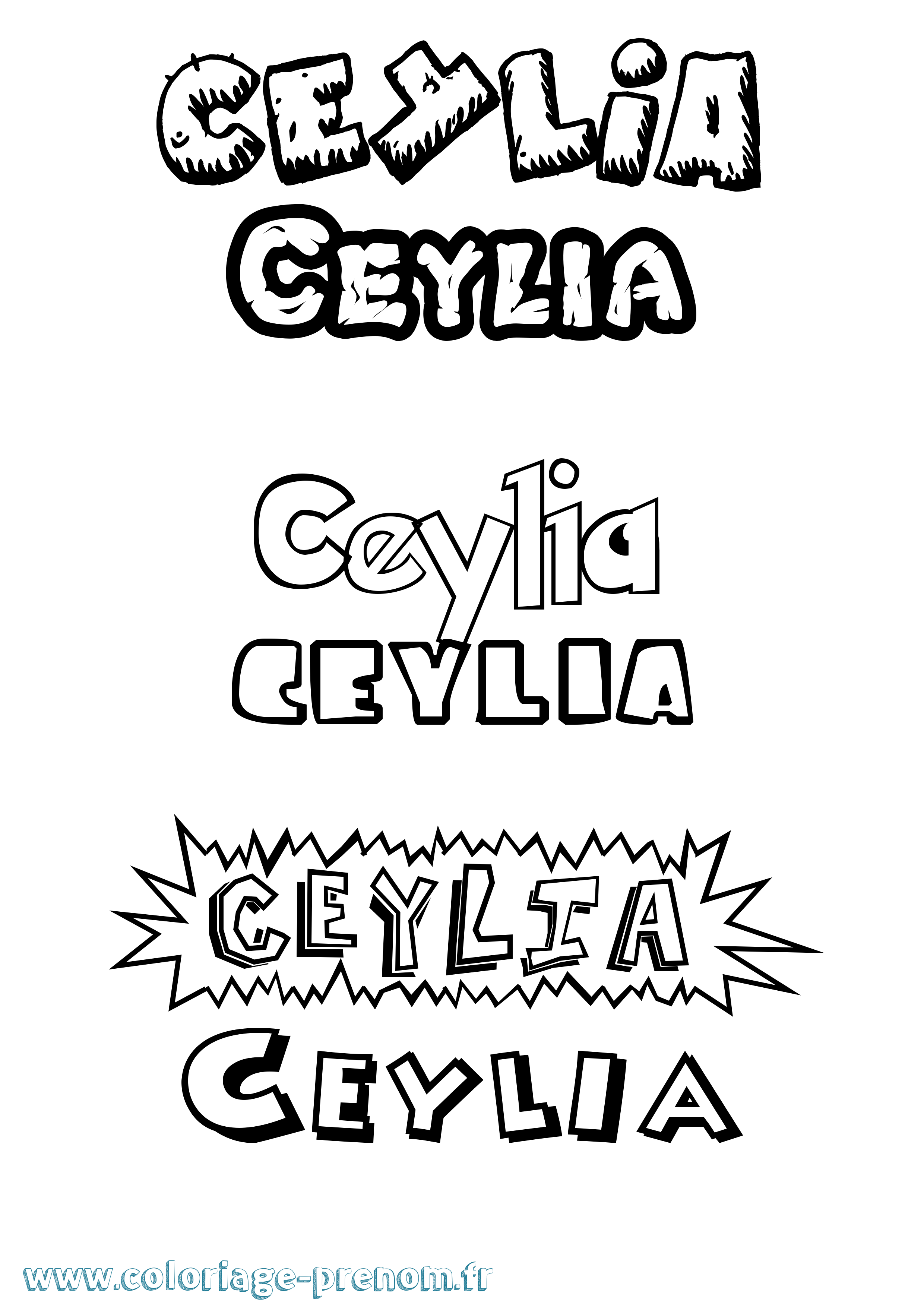 Coloriage prénom Ceylia Dessin Animé