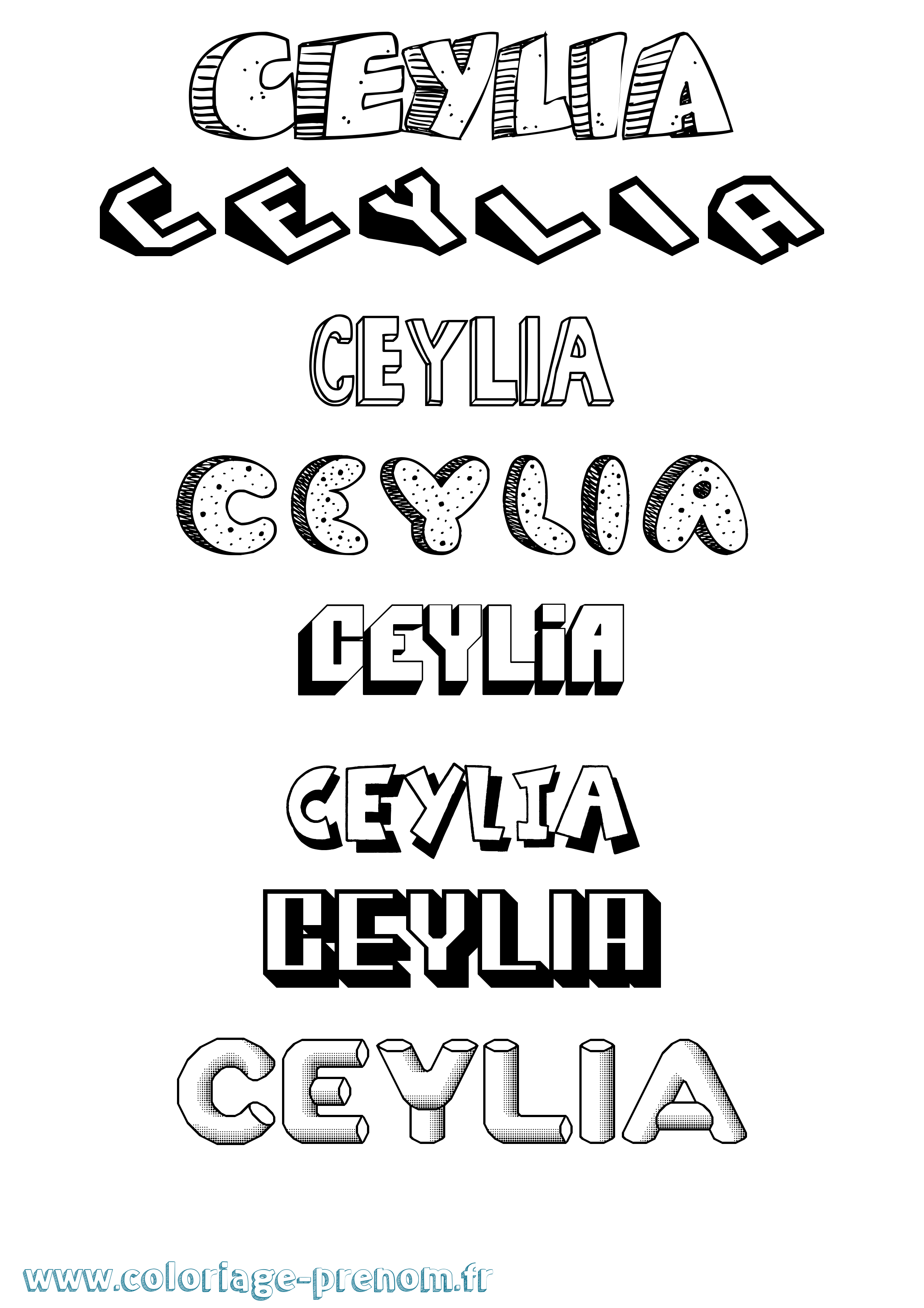 Coloriage prénom Ceylia Effet 3D