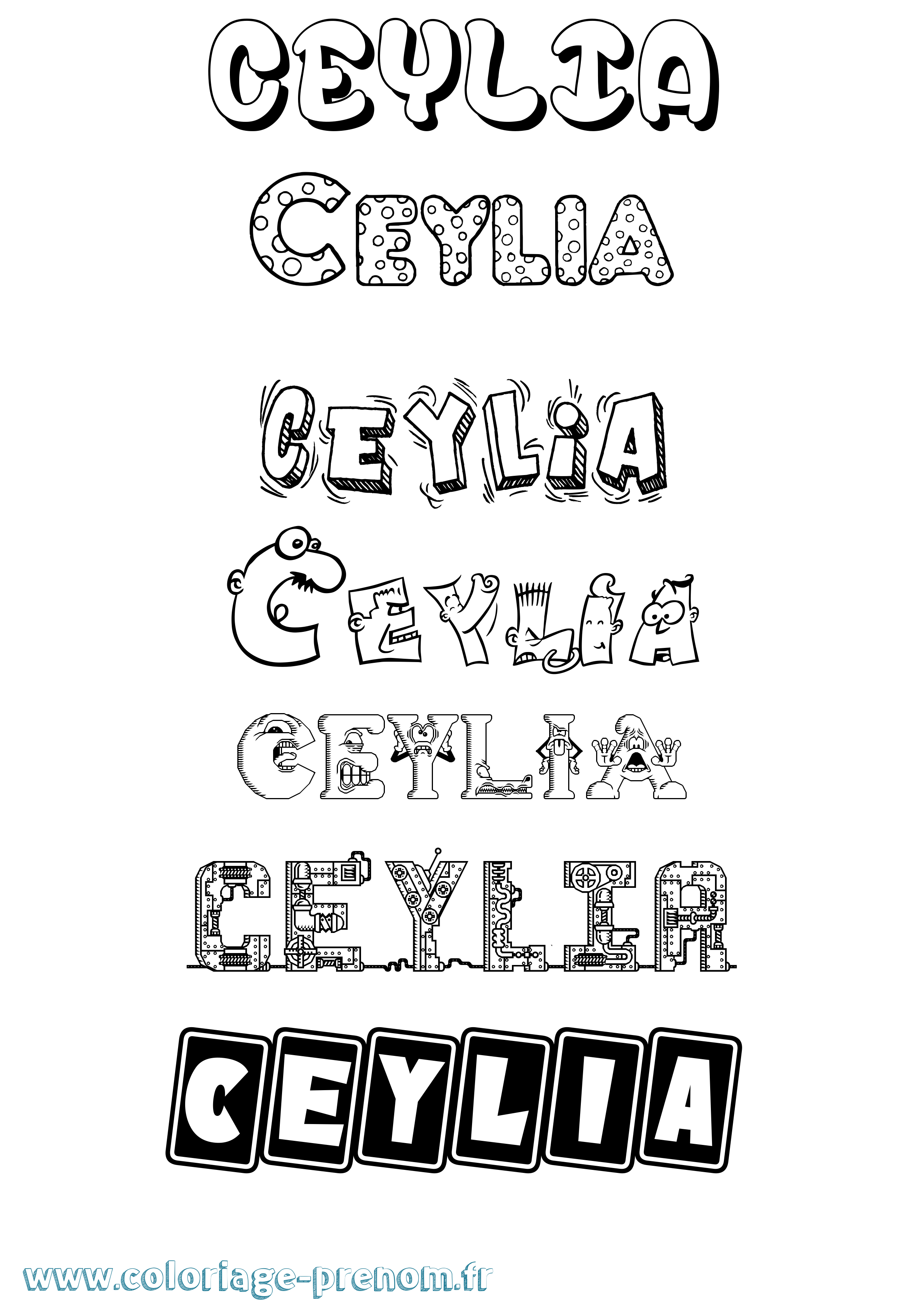 Coloriage prénom Ceylia Fun