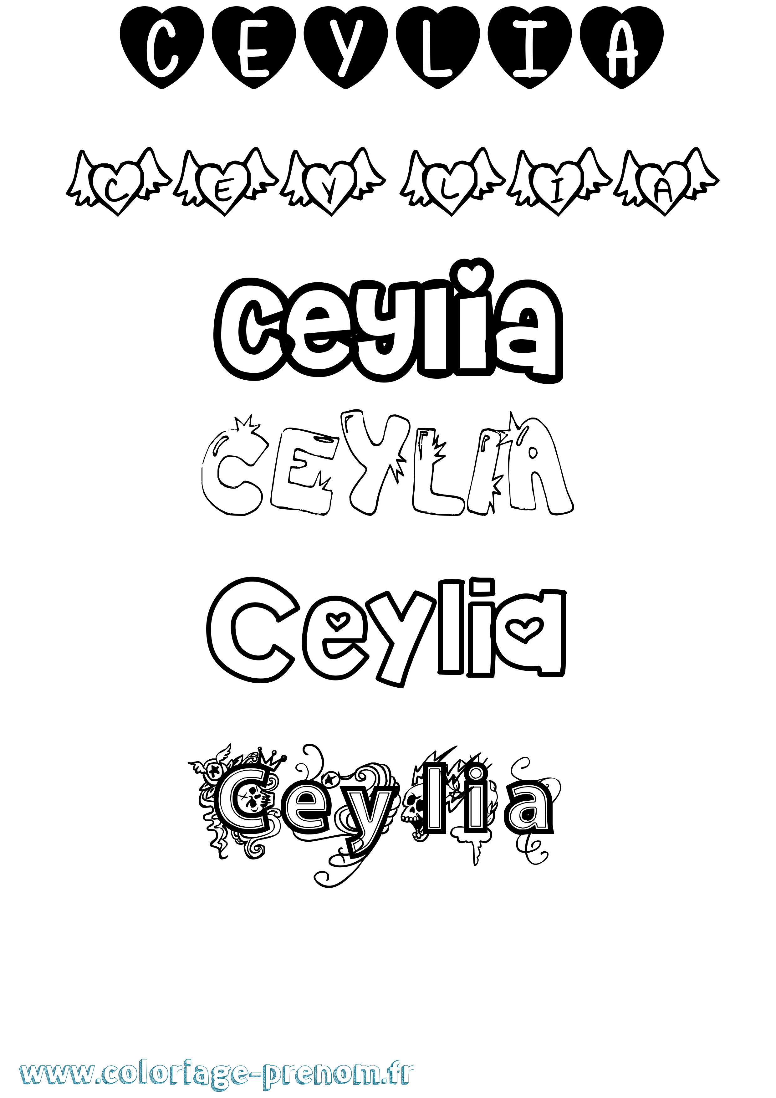 Coloriage prénom Ceylia Girly