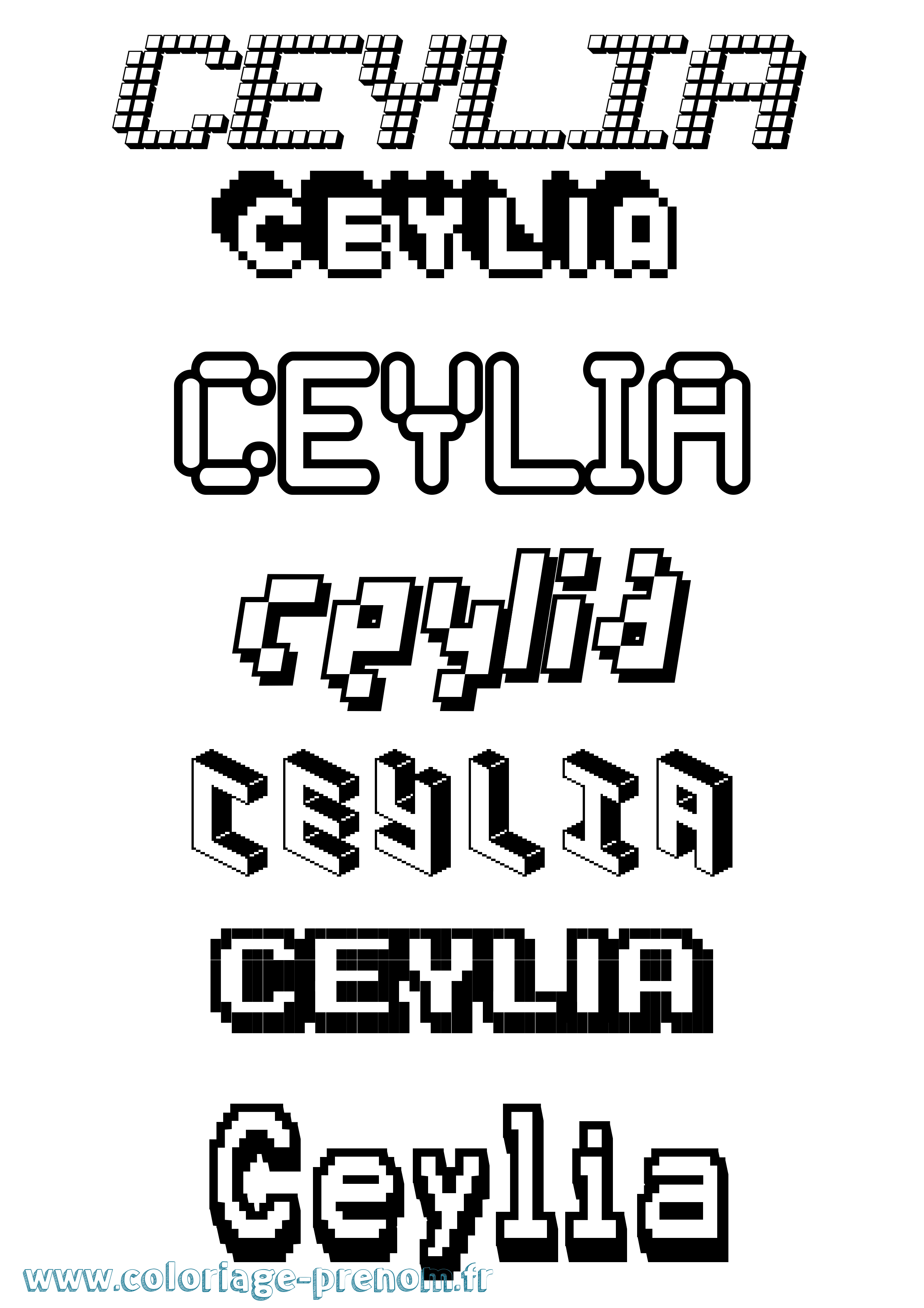 Coloriage prénom Ceylia Pixel
