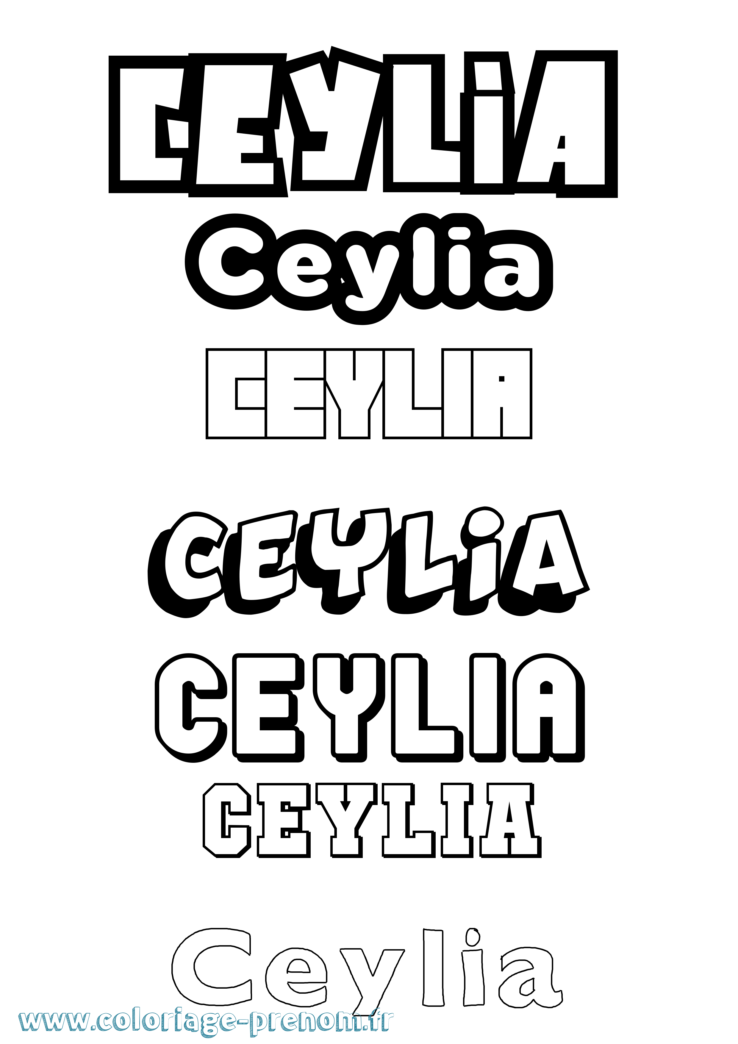 Coloriage prénom Ceylia Simple