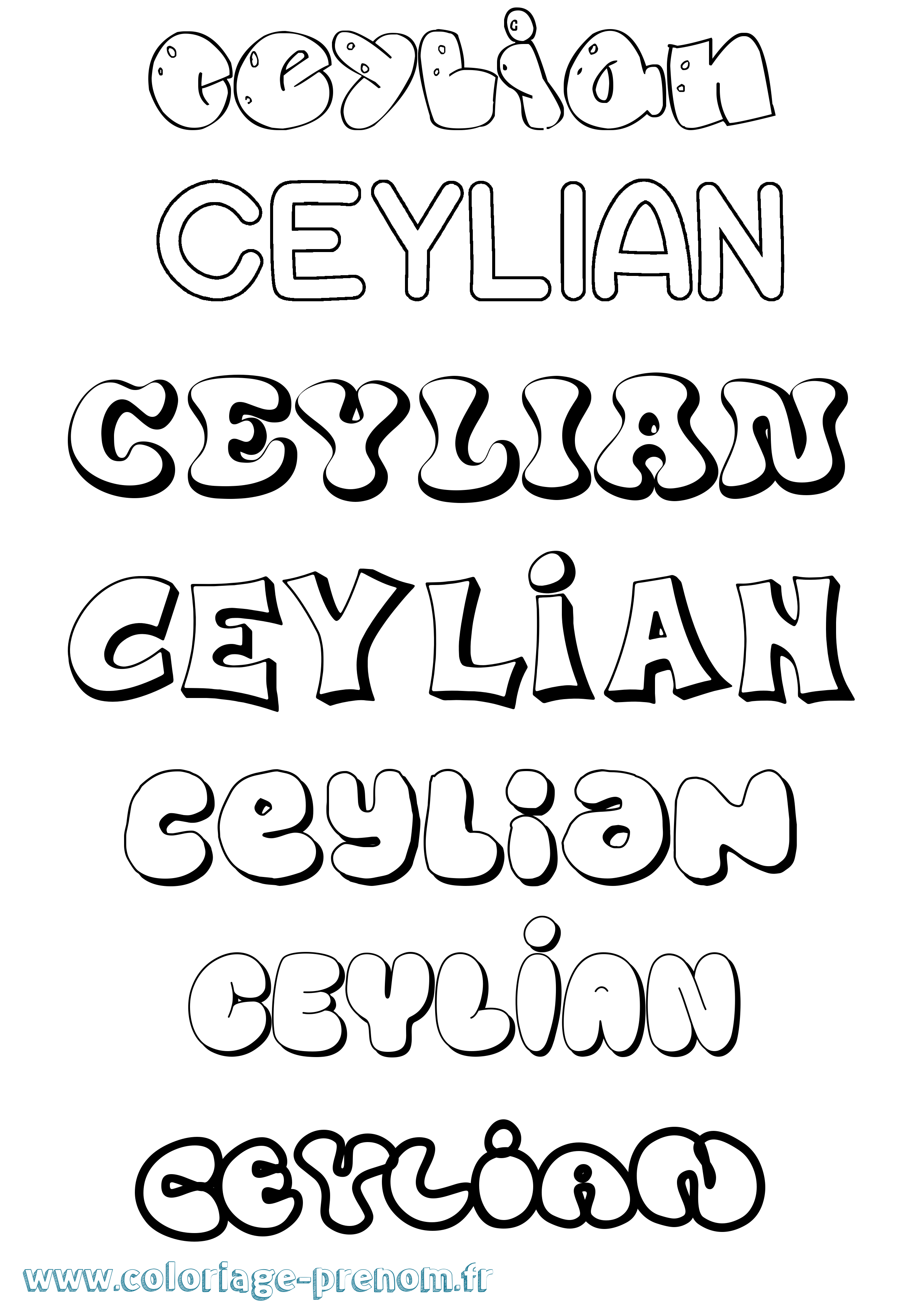 Coloriage prénom Ceylian Bubble