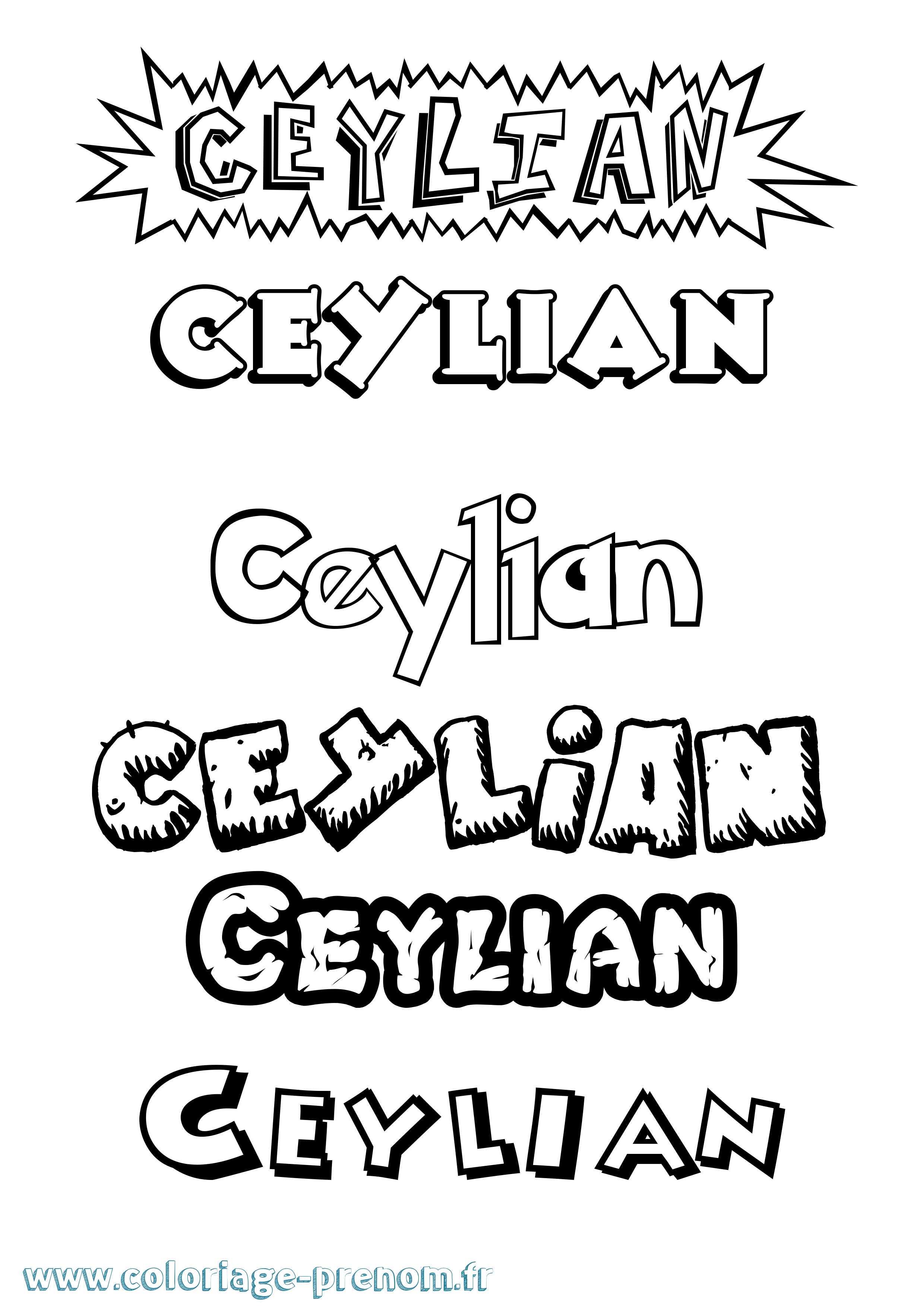 Coloriage prénom Ceylian Dessin Animé