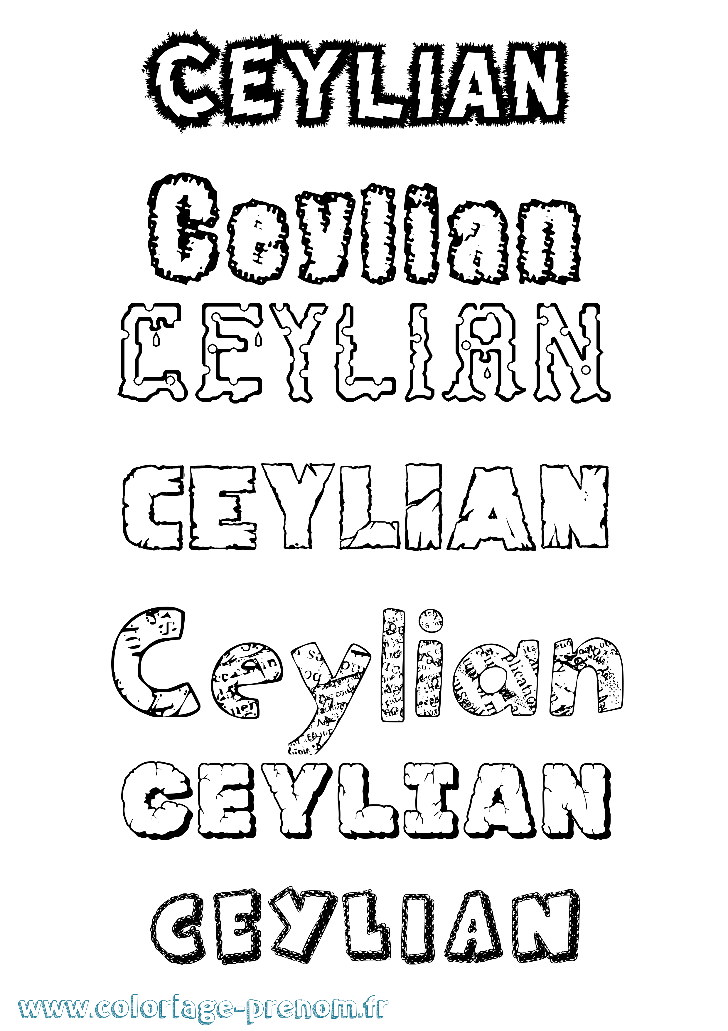 Coloriage prénom Ceylian Destructuré