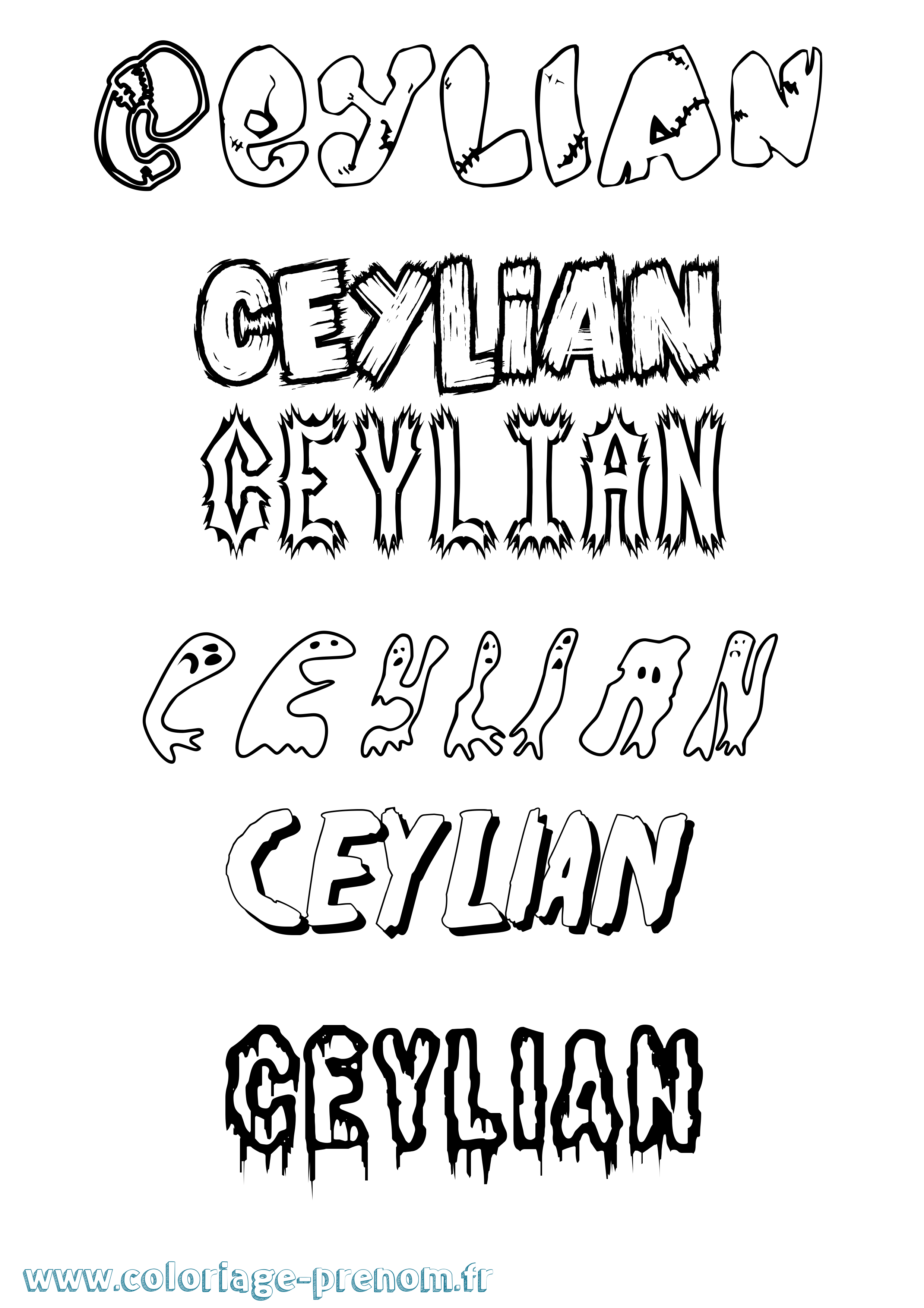 Coloriage prénom Ceylian Frisson