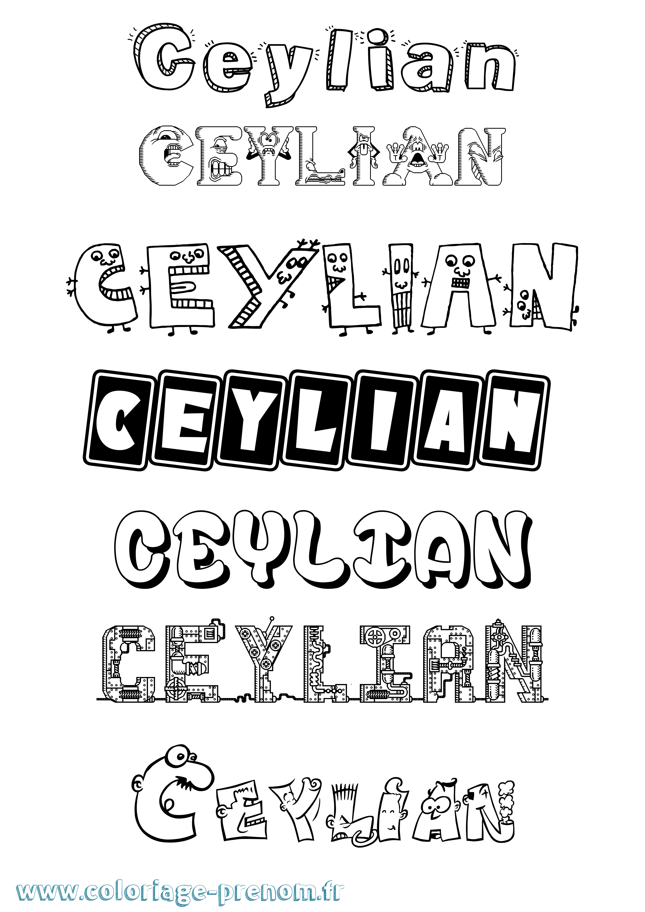 Coloriage prénom Ceylian Fun