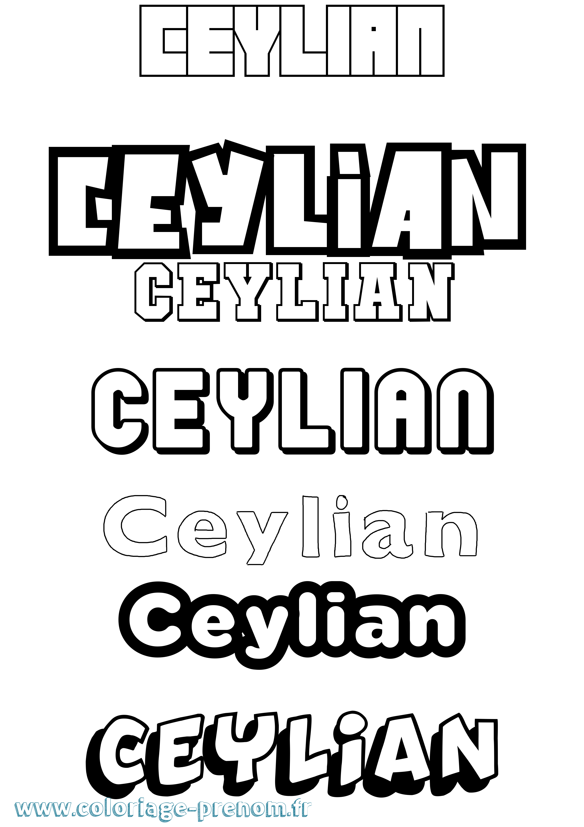 Coloriage prénom Ceylian Simple