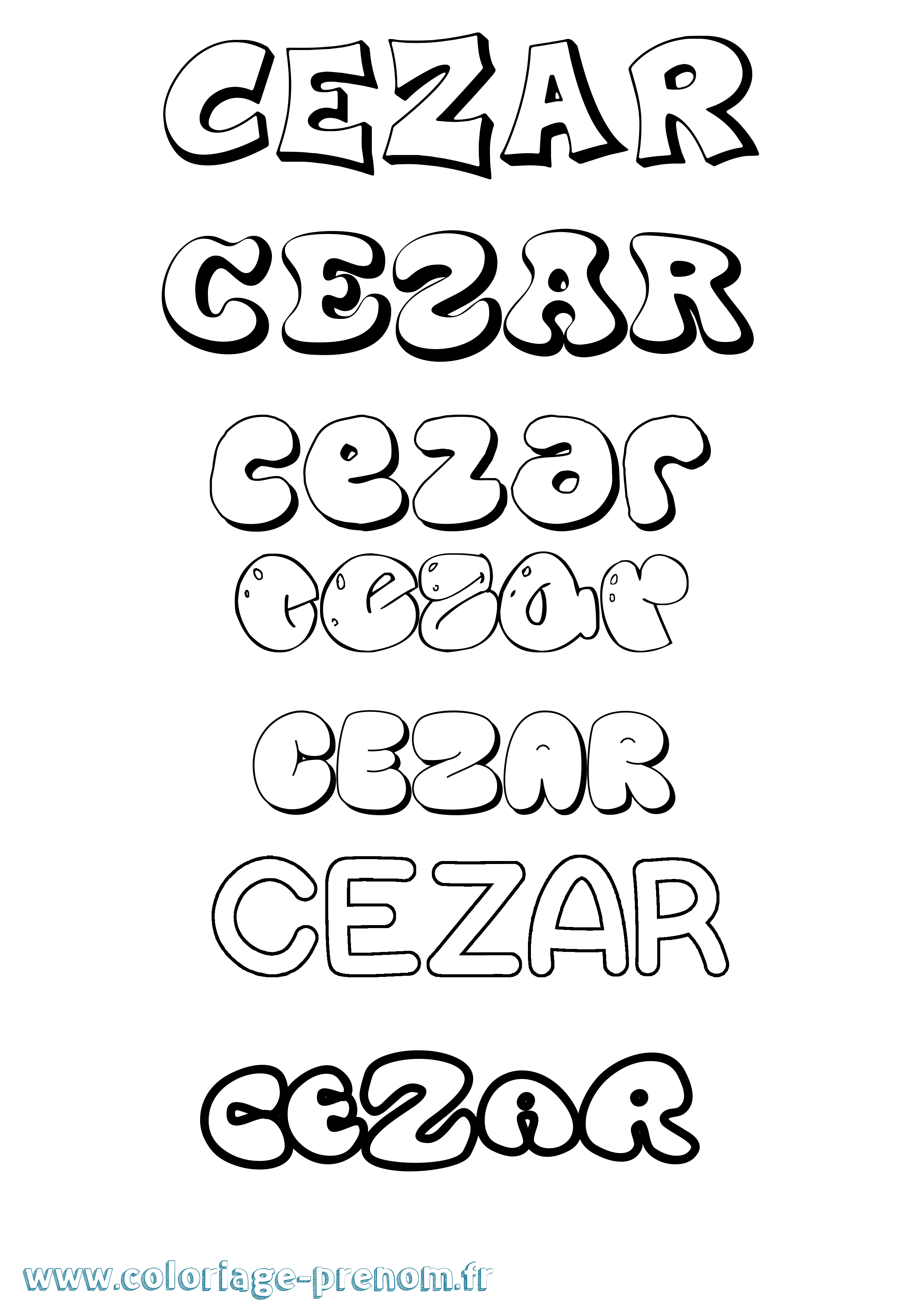 Coloriage Cezar Bubble Coloriage prénom Cezar Bubble