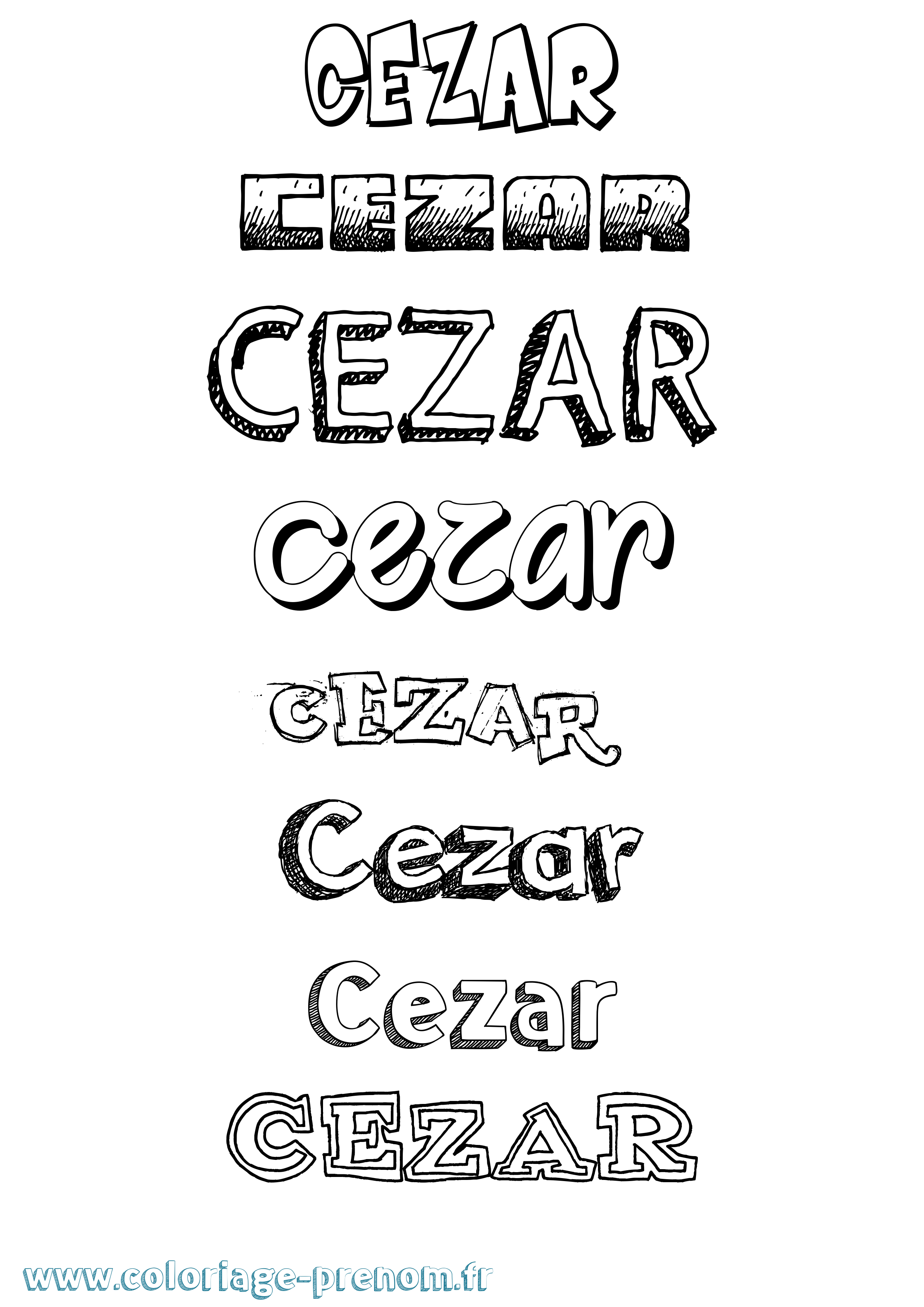 Coloriage Cezar Dessiné Coloriage prénom Cezar Dessiné