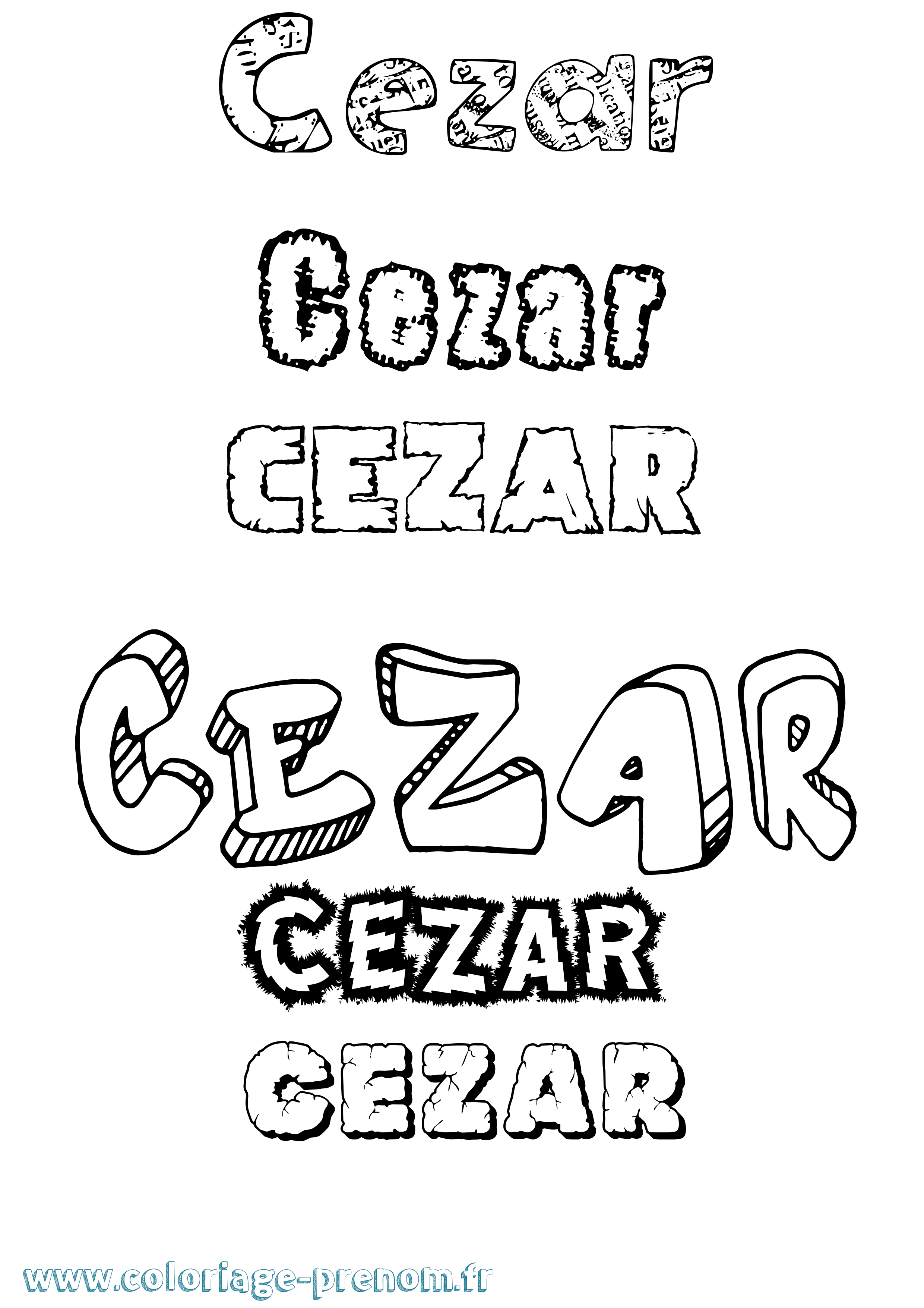 Coloriage Cezar Destructuré Coloriage prénom Cezar Destructuré