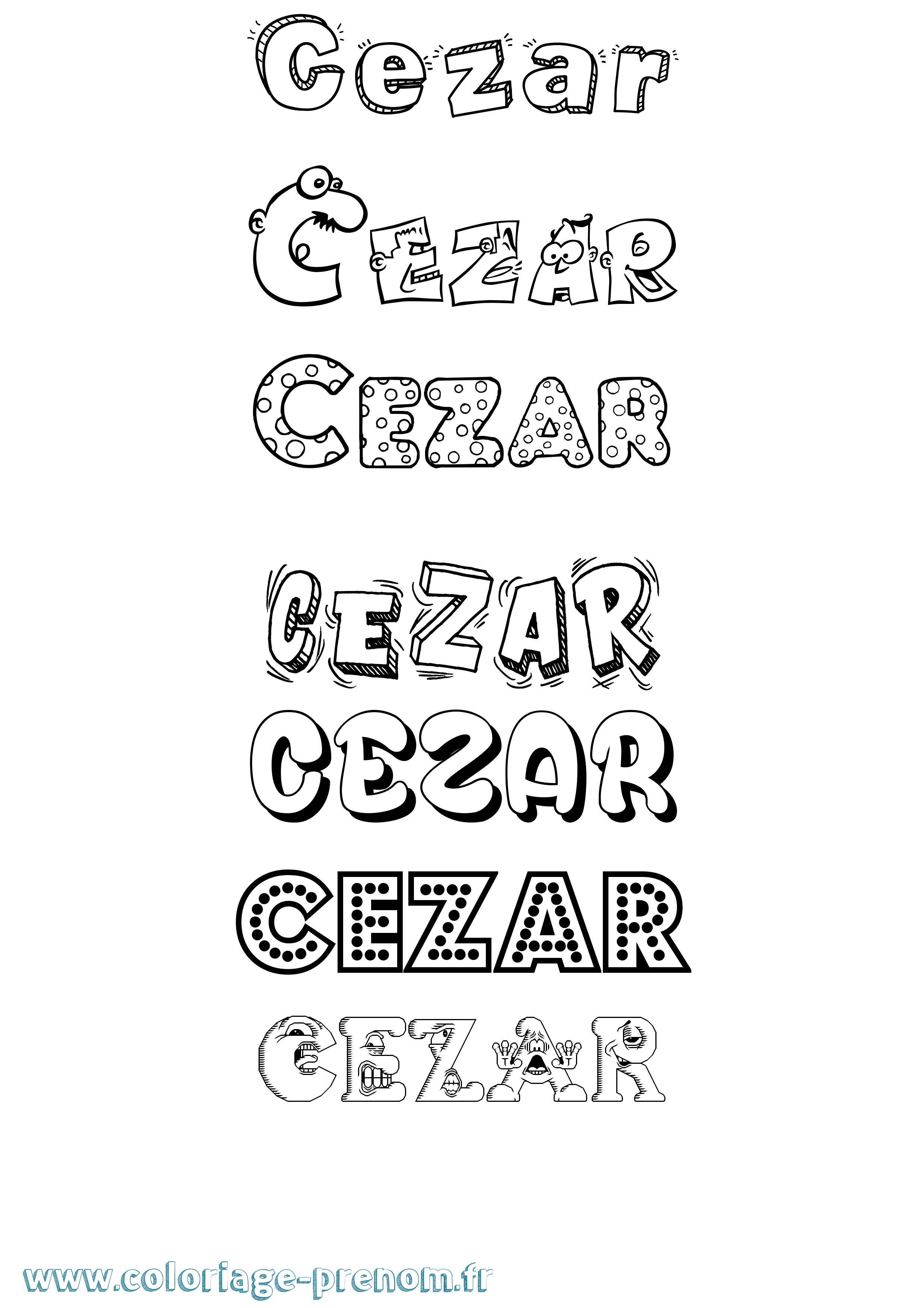 Coloriage Cezar Fun Coloriage prénom Cezar Fun