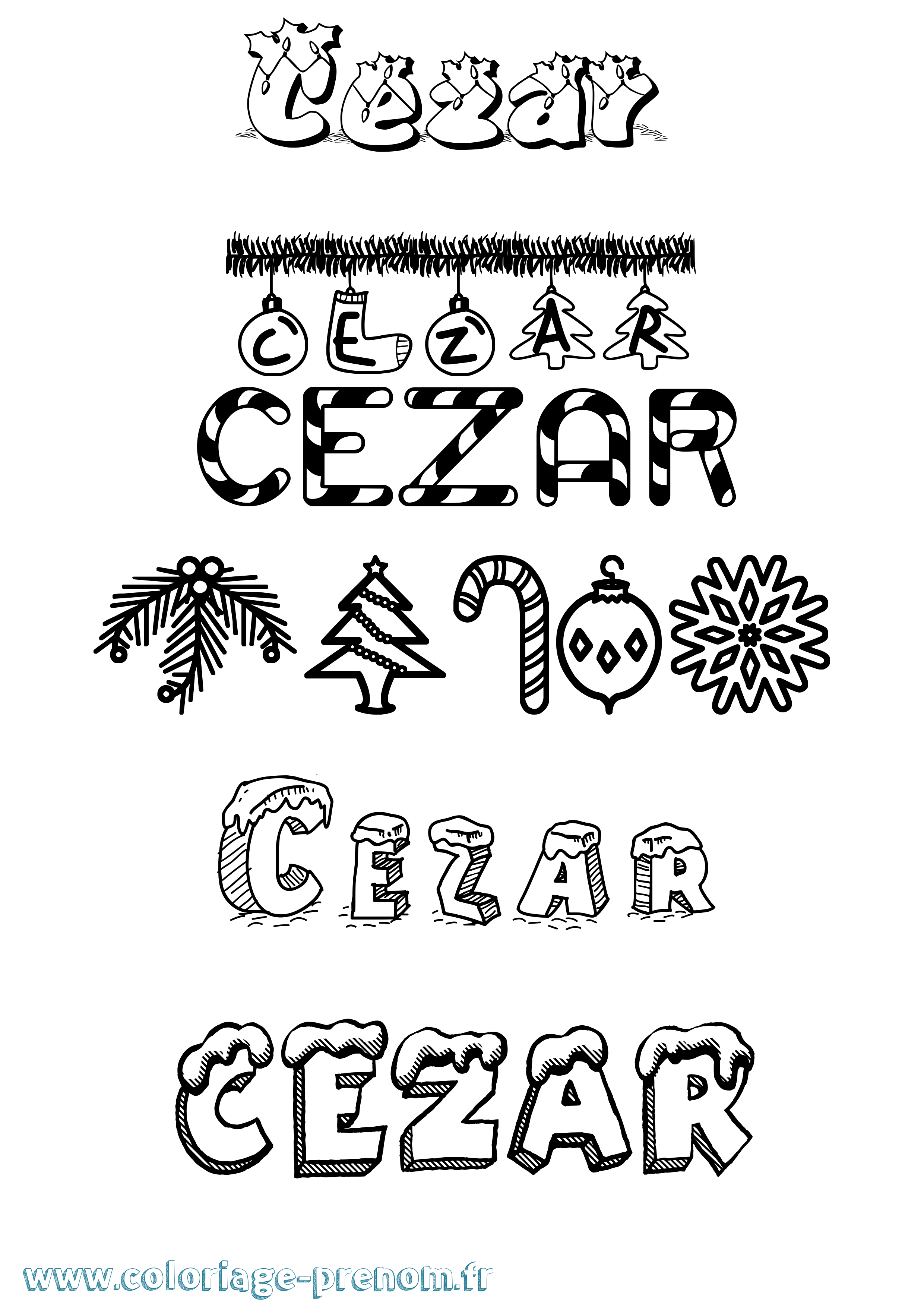 Coloriage Cezar Noël Coloriage prénom Cezar Noël