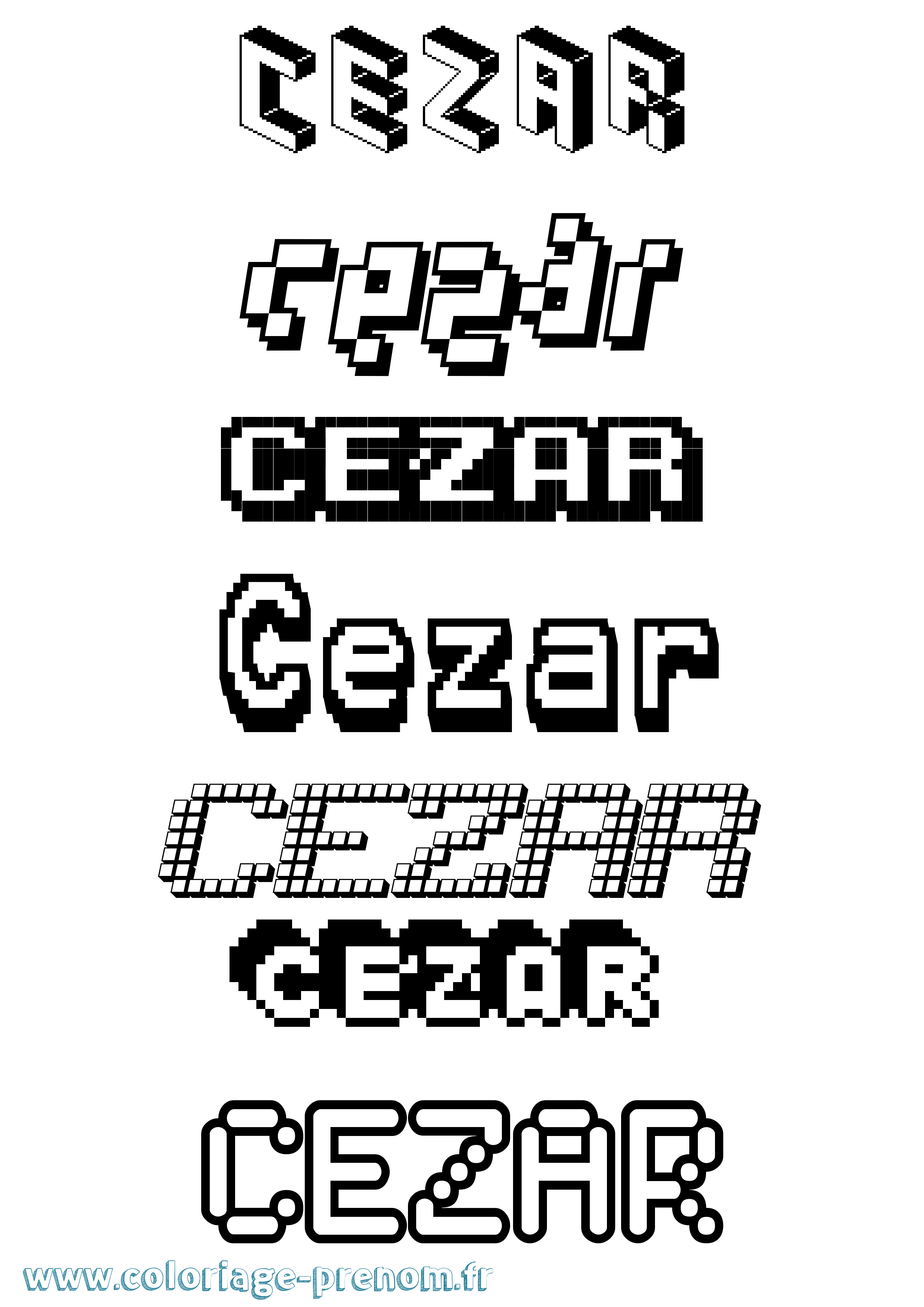 Coloriage Cezar Pixel Coloriage prénom Cezar Pixel