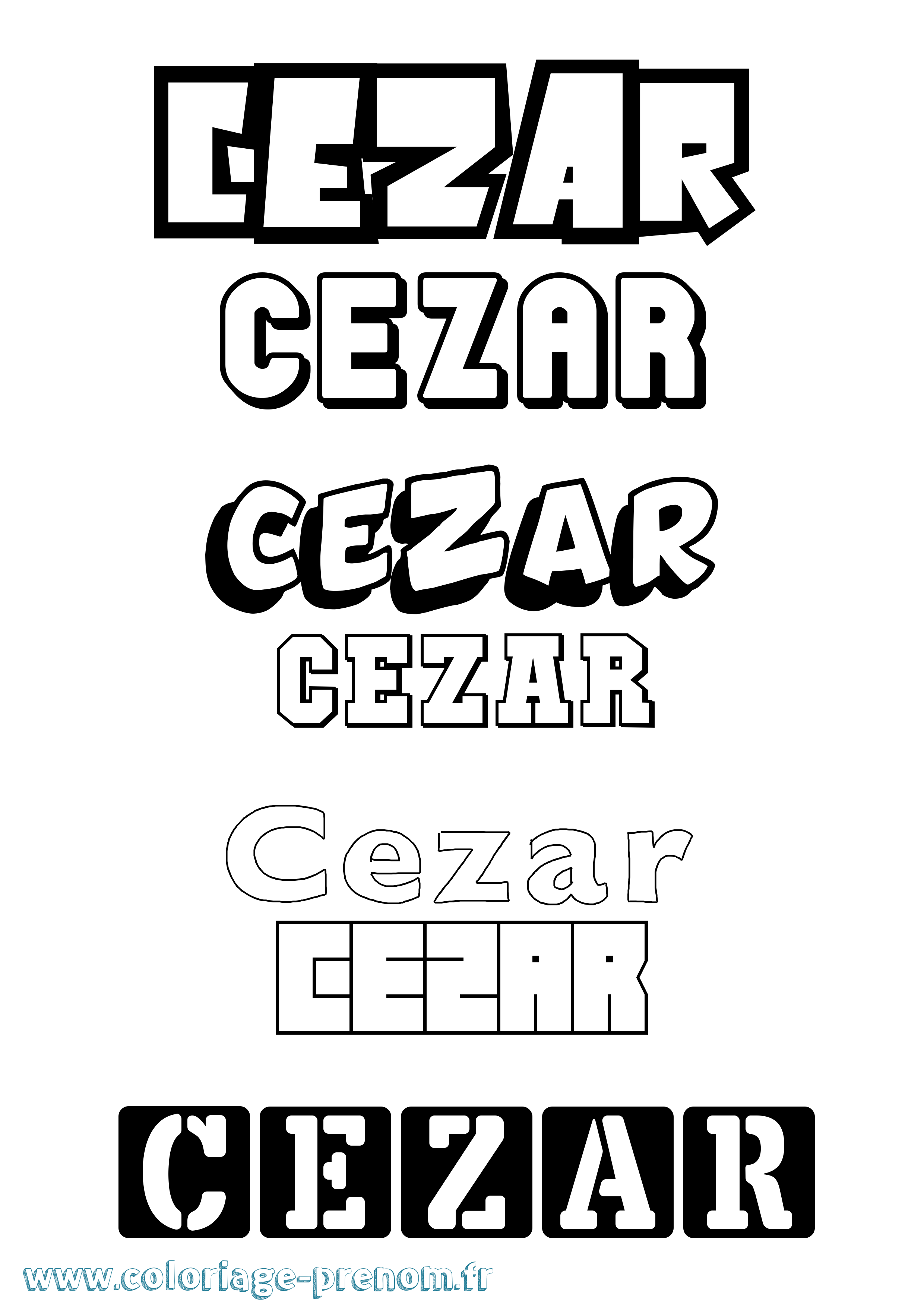 Coloriage Cezar Simple Coloriage prénom Cezar Simple