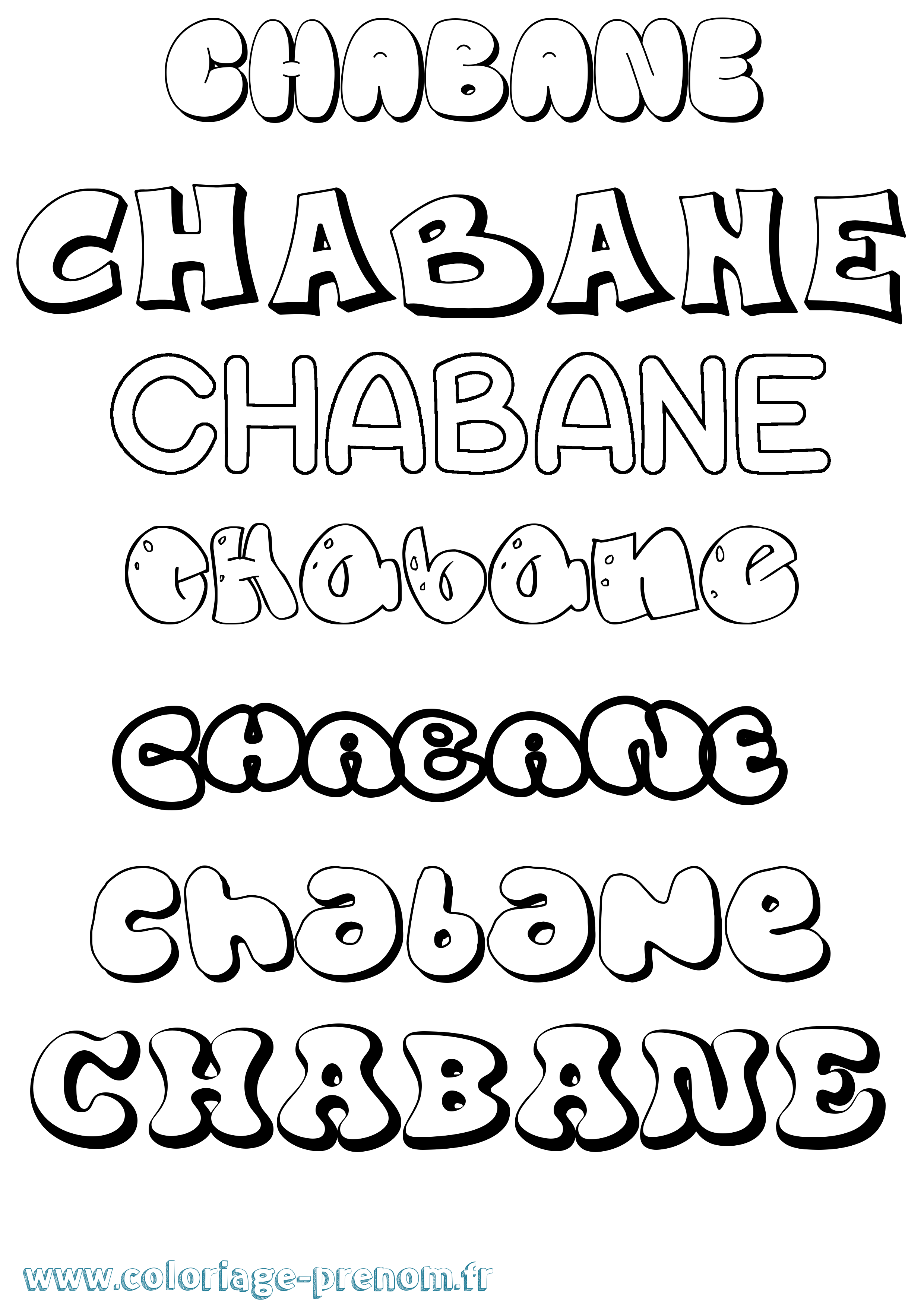 Coloriage prénom Chabane Bubble