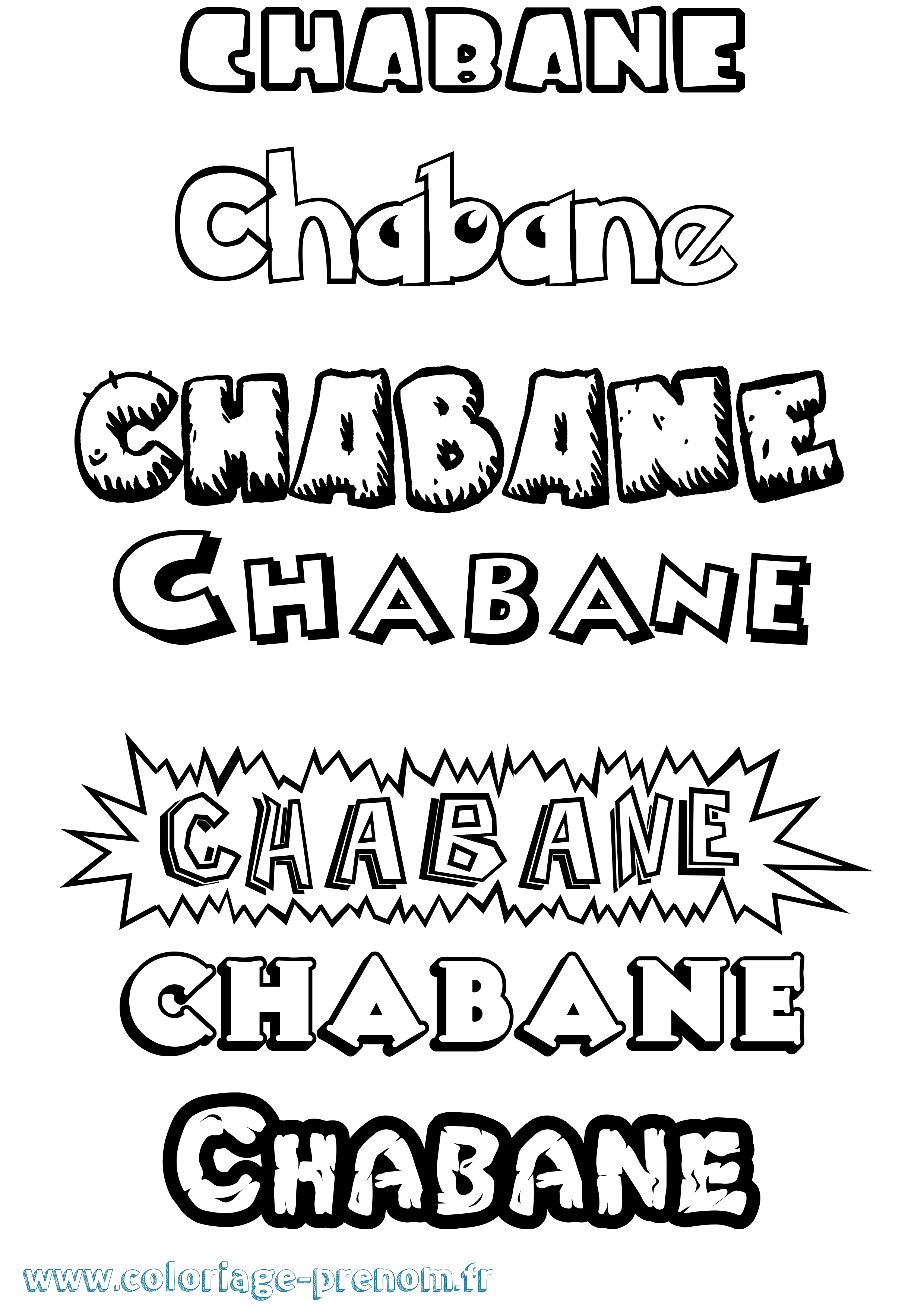 Coloriage prénom Chabane Dessin Animé