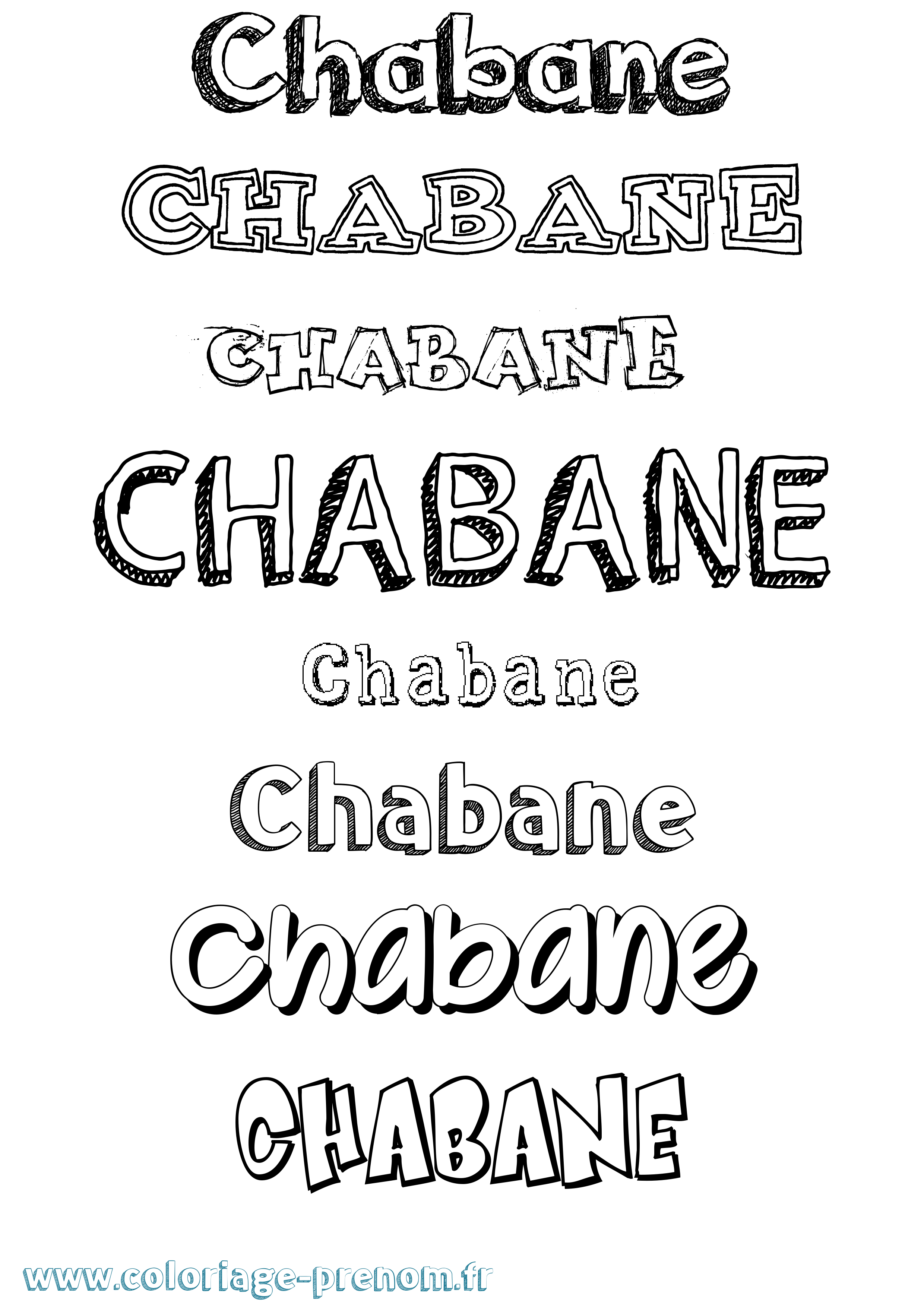 Coloriage prénom Chabane Dessiné