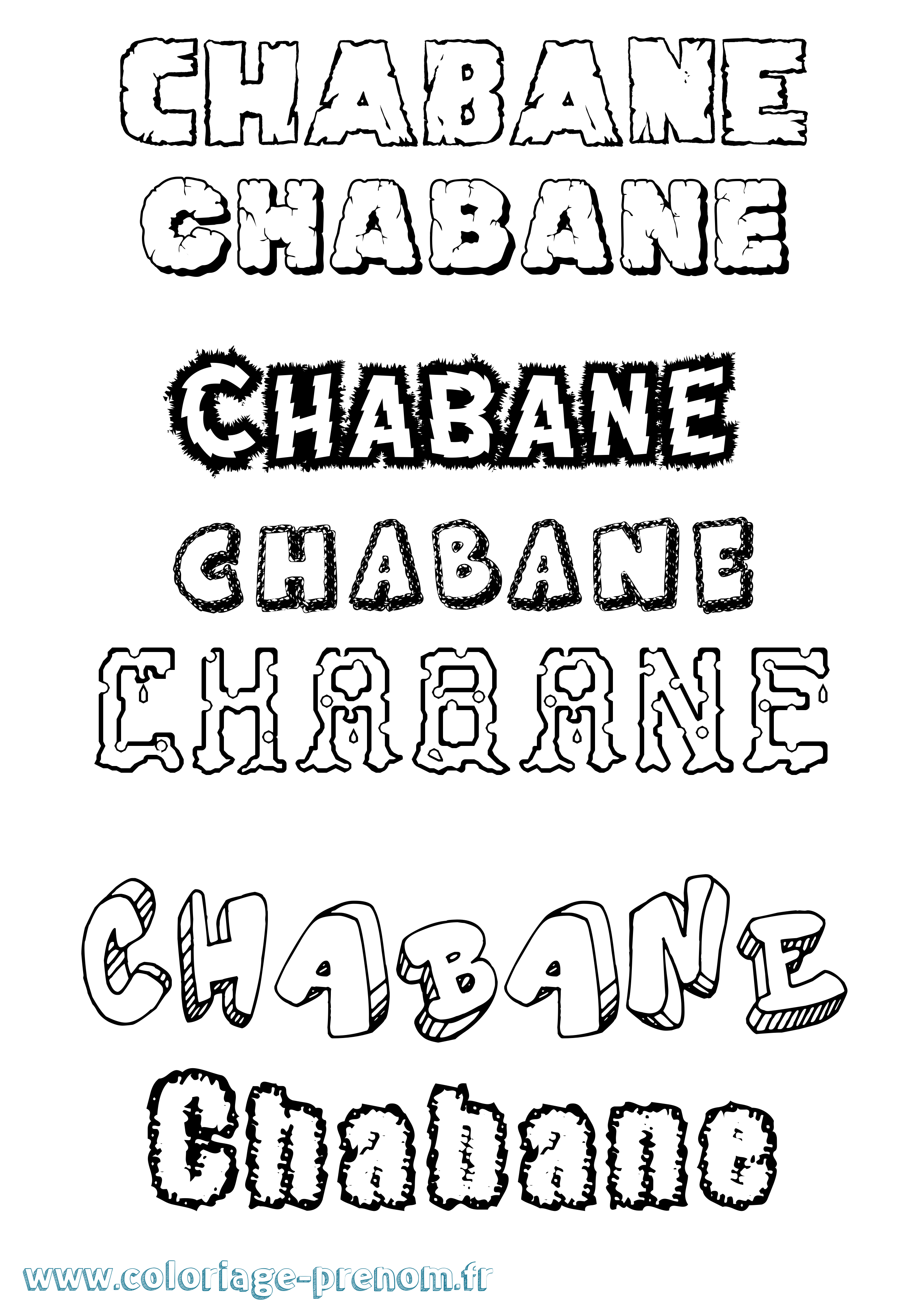Coloriage prénom Chabane Destructuré