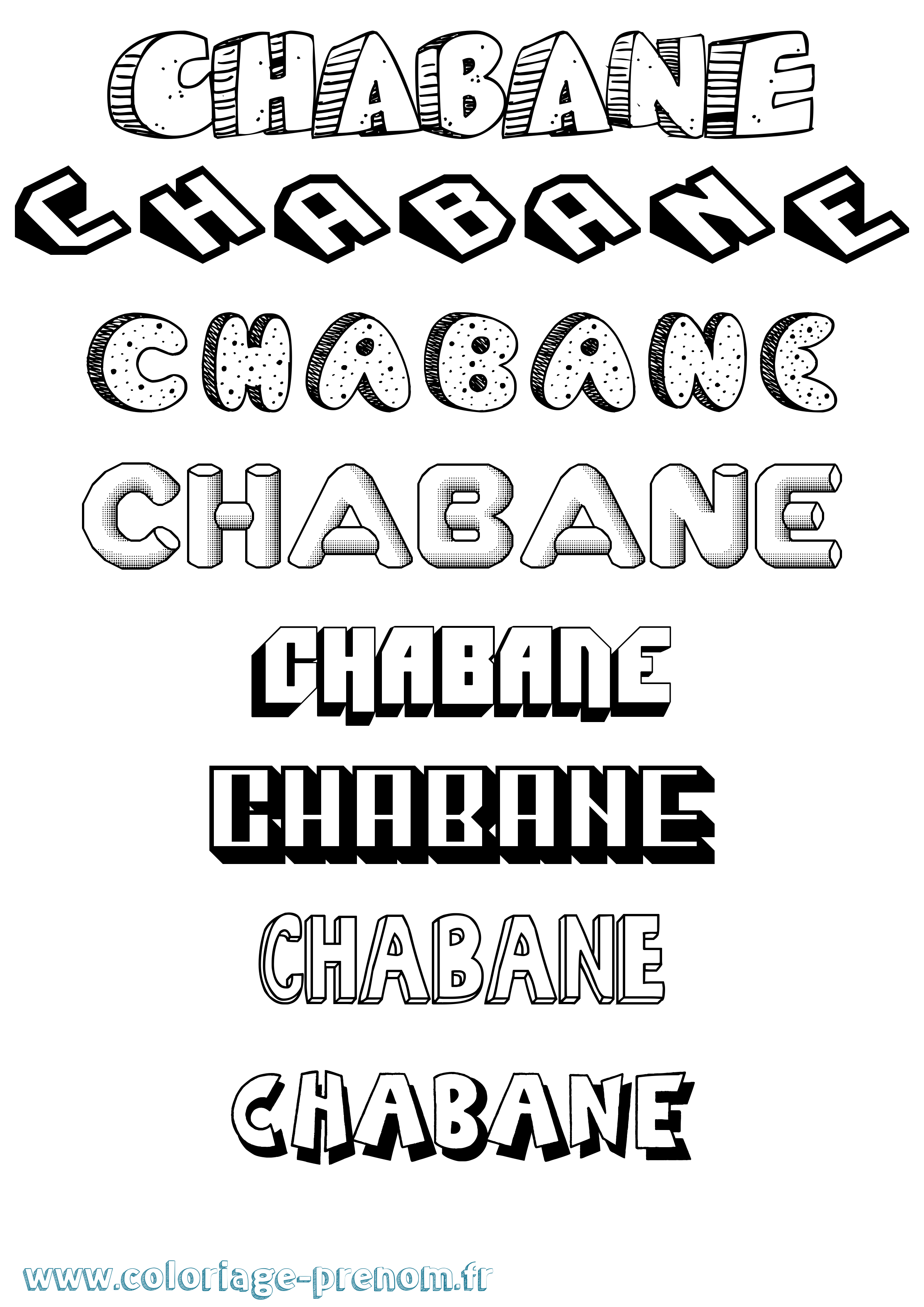 Coloriage prénom Chabane Effet 3D