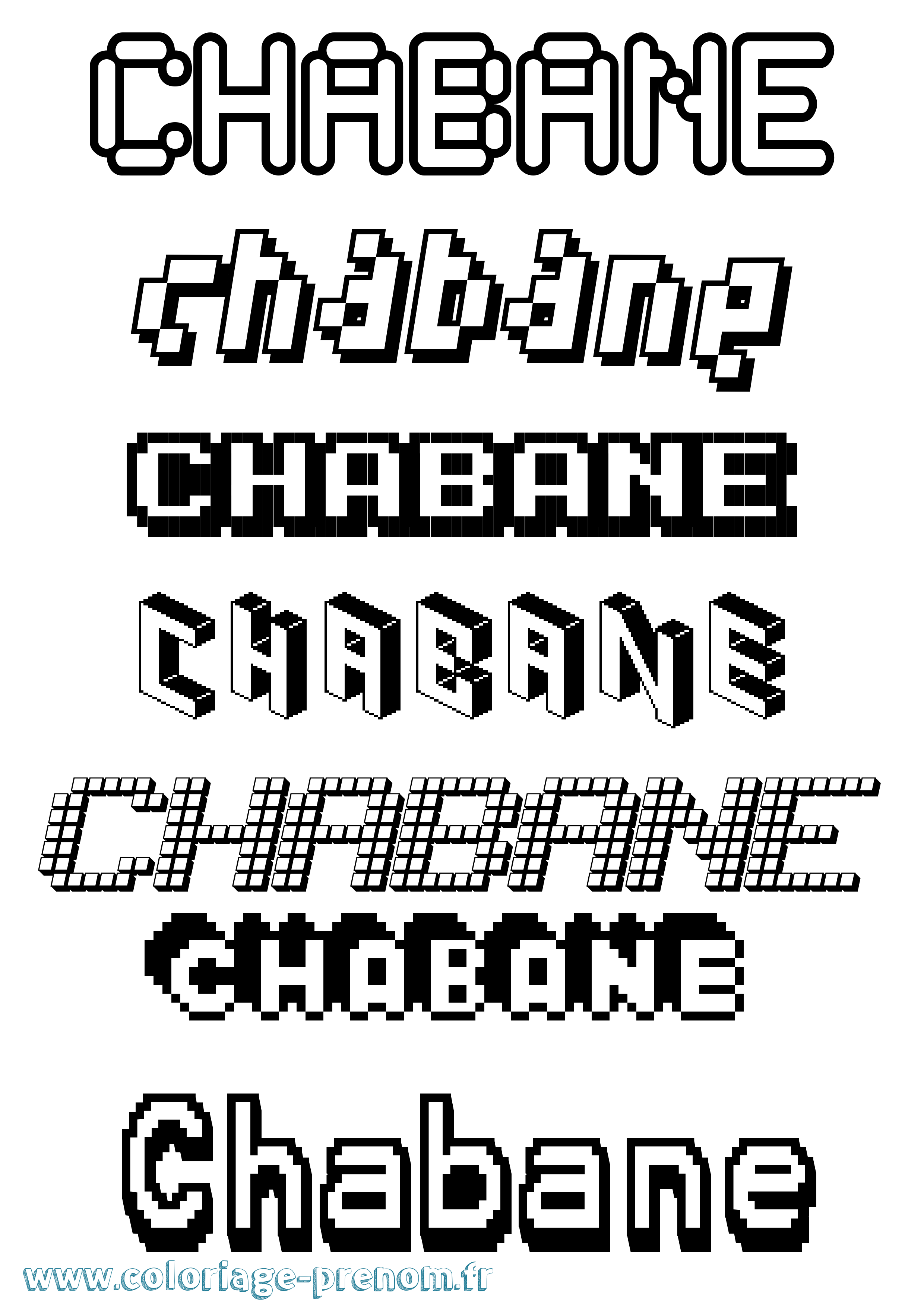 Coloriage prénom Chabane Pixel