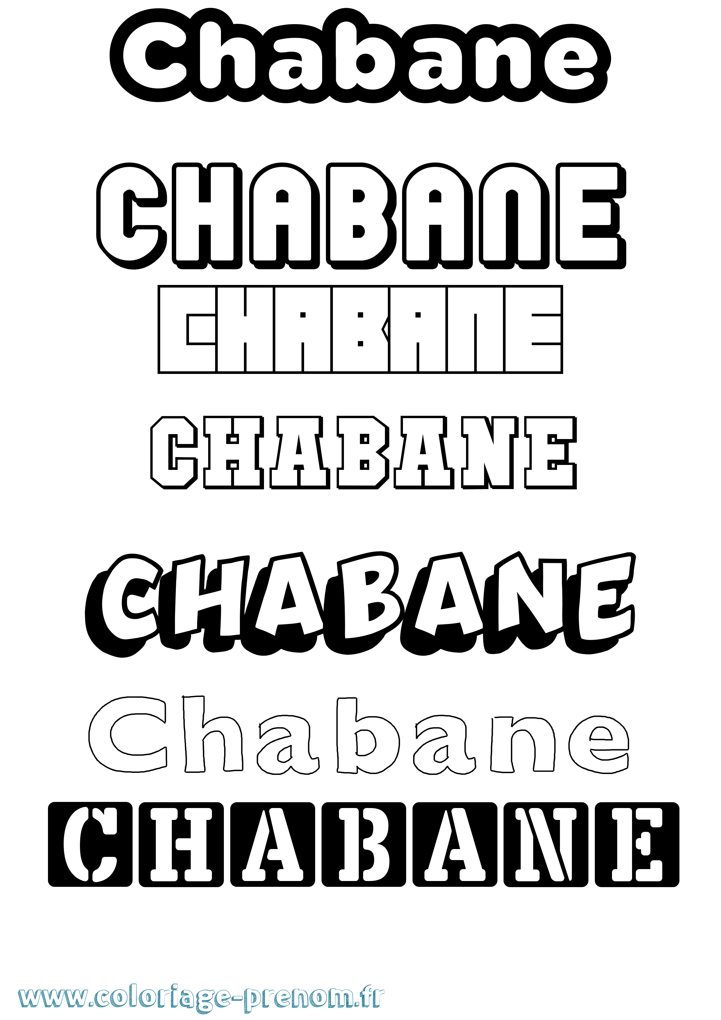Coloriage prénom Chabane Simple