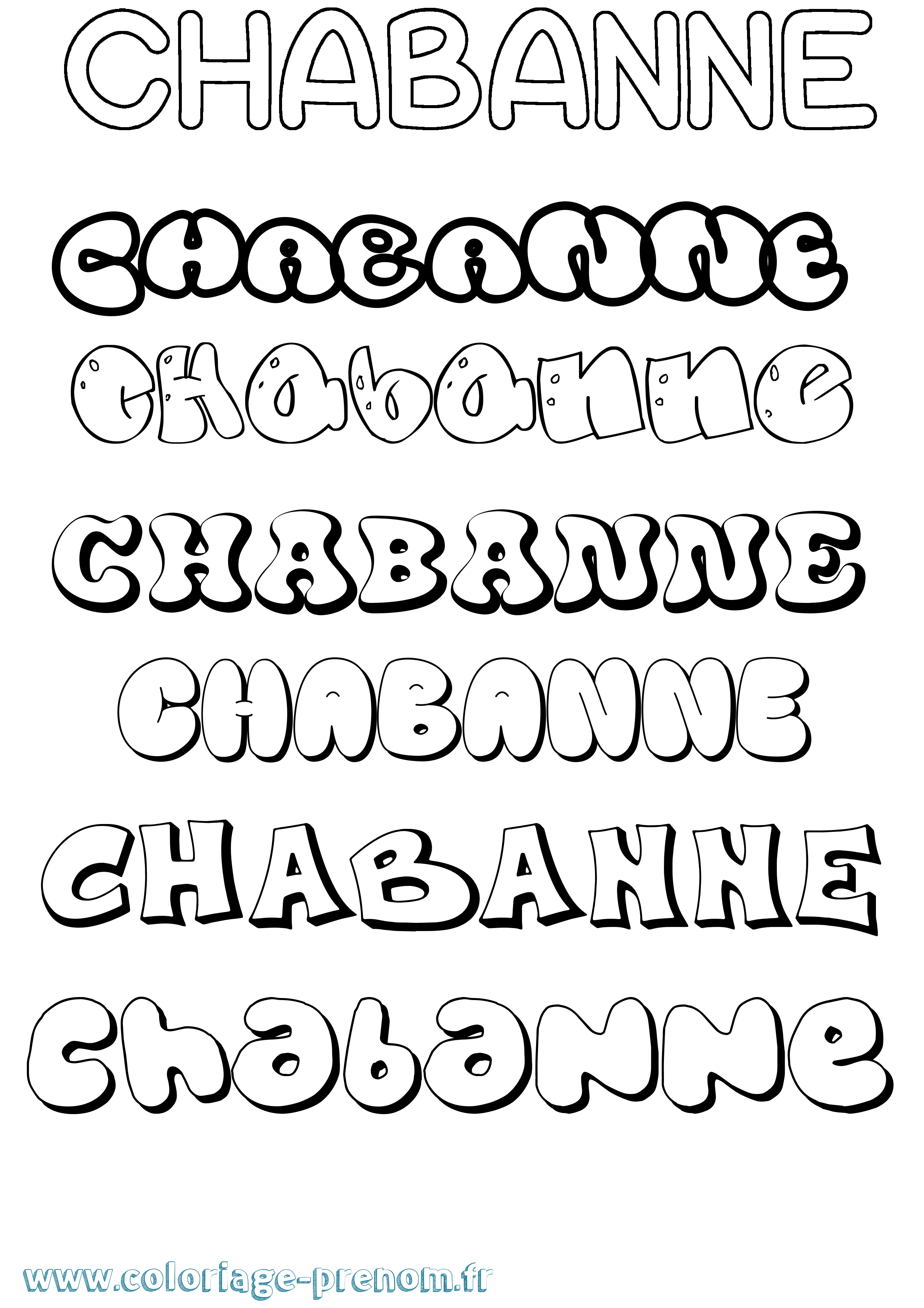 Coloriage prénom Chabanne Bubble