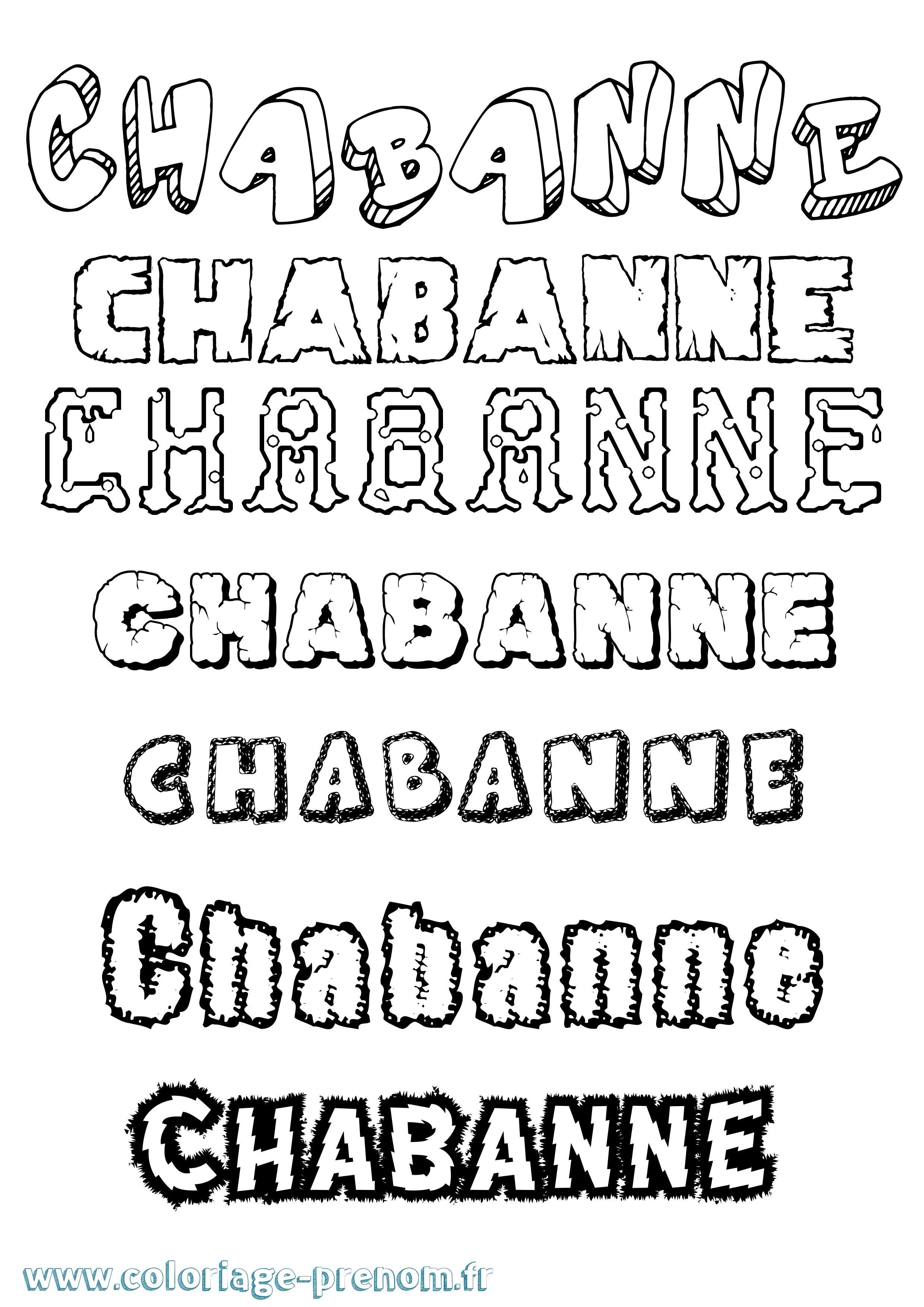 Coloriage prénom Chabanne Destructuré