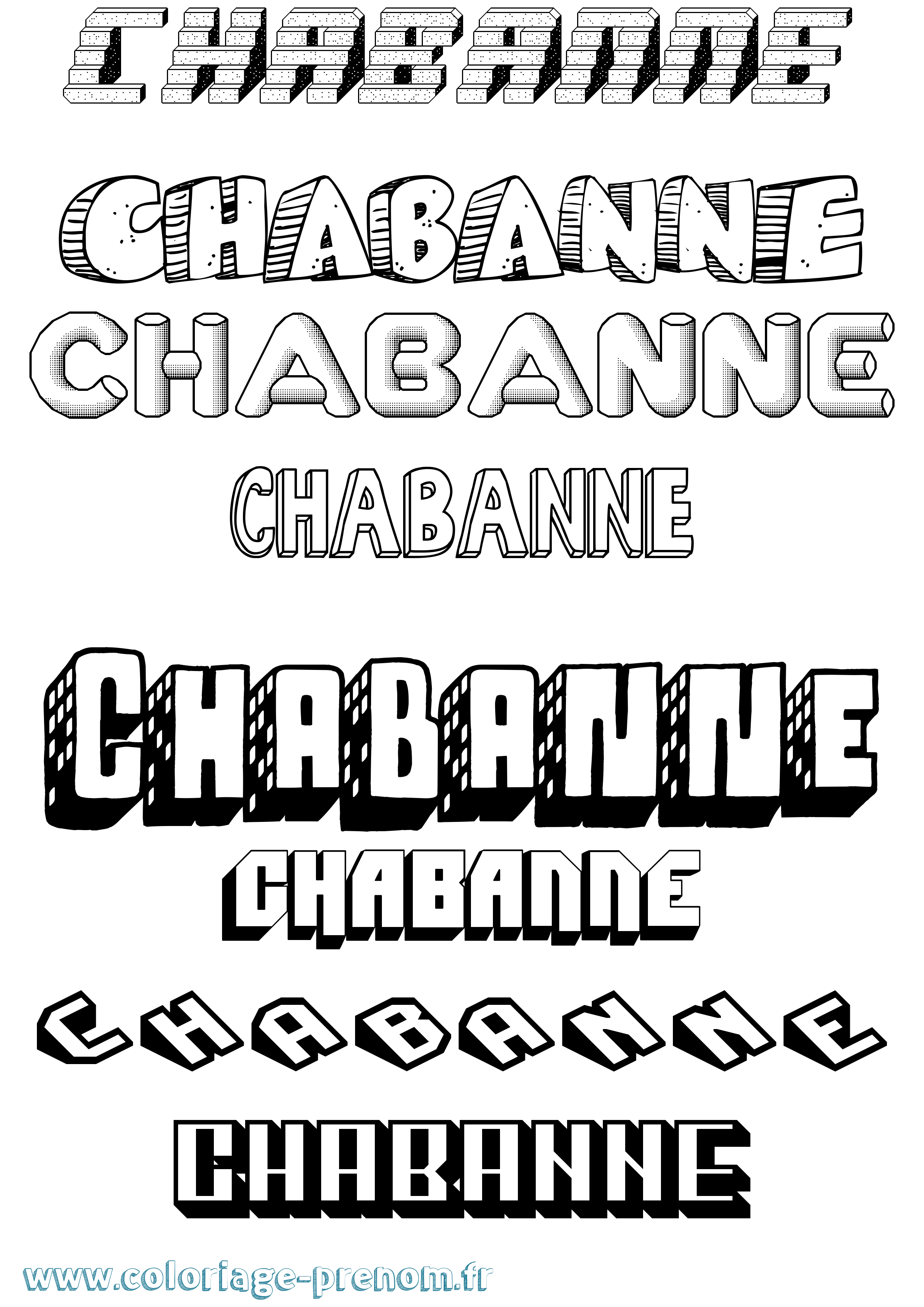 Coloriage prénom Chabanne Effet 3D