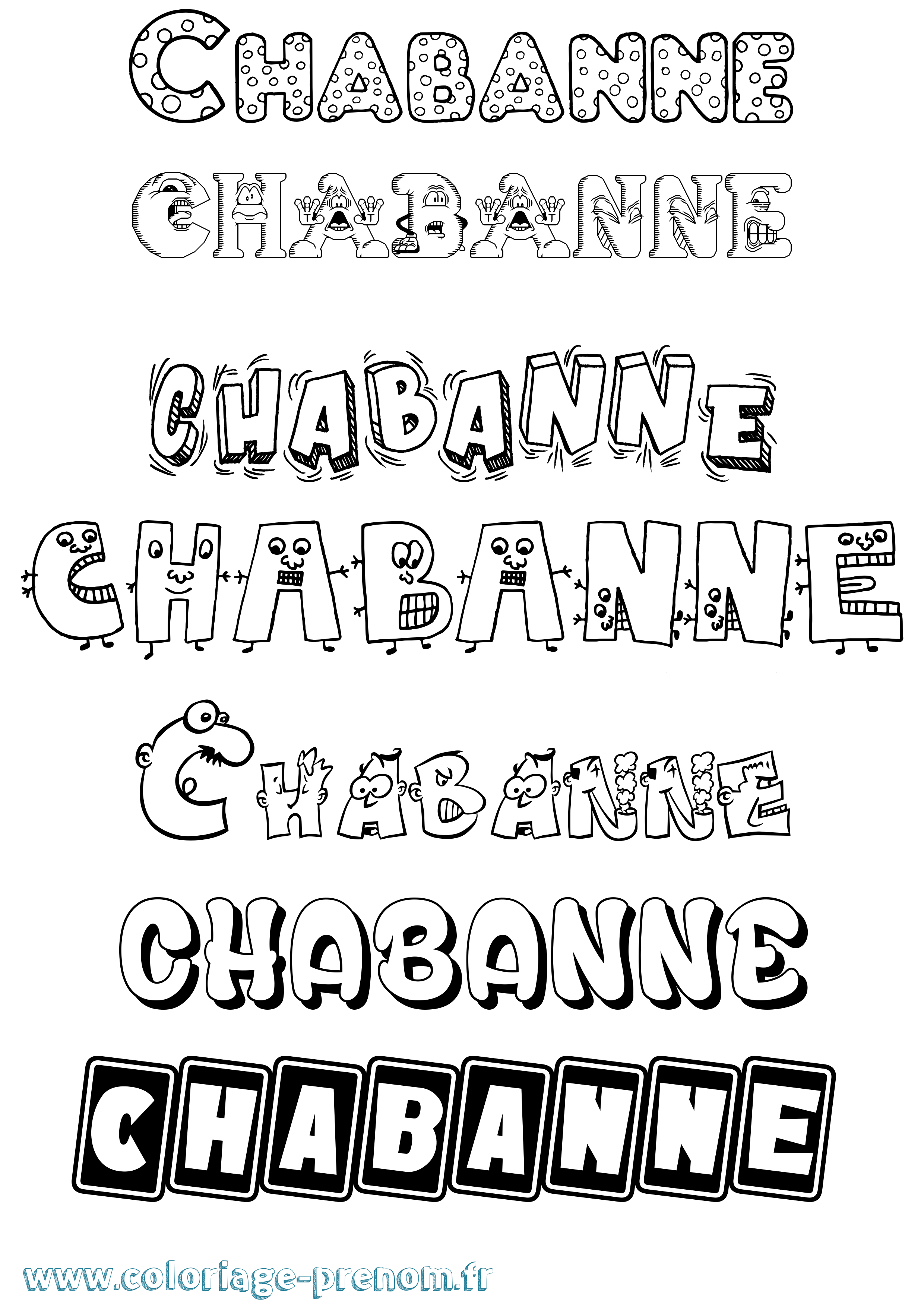 Coloriage prénom Chabanne Fun