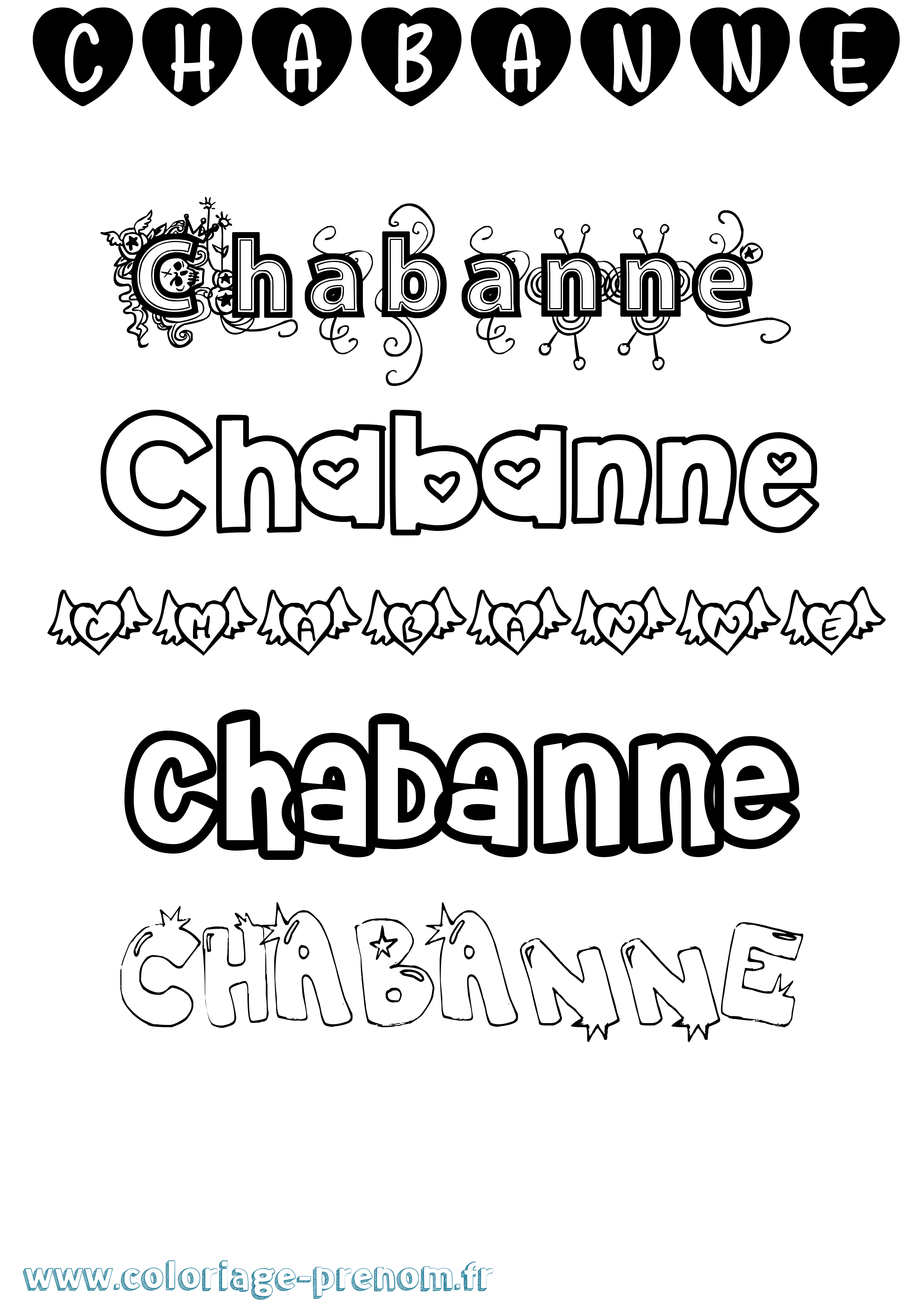 Coloriage prénom Chabanne Girly