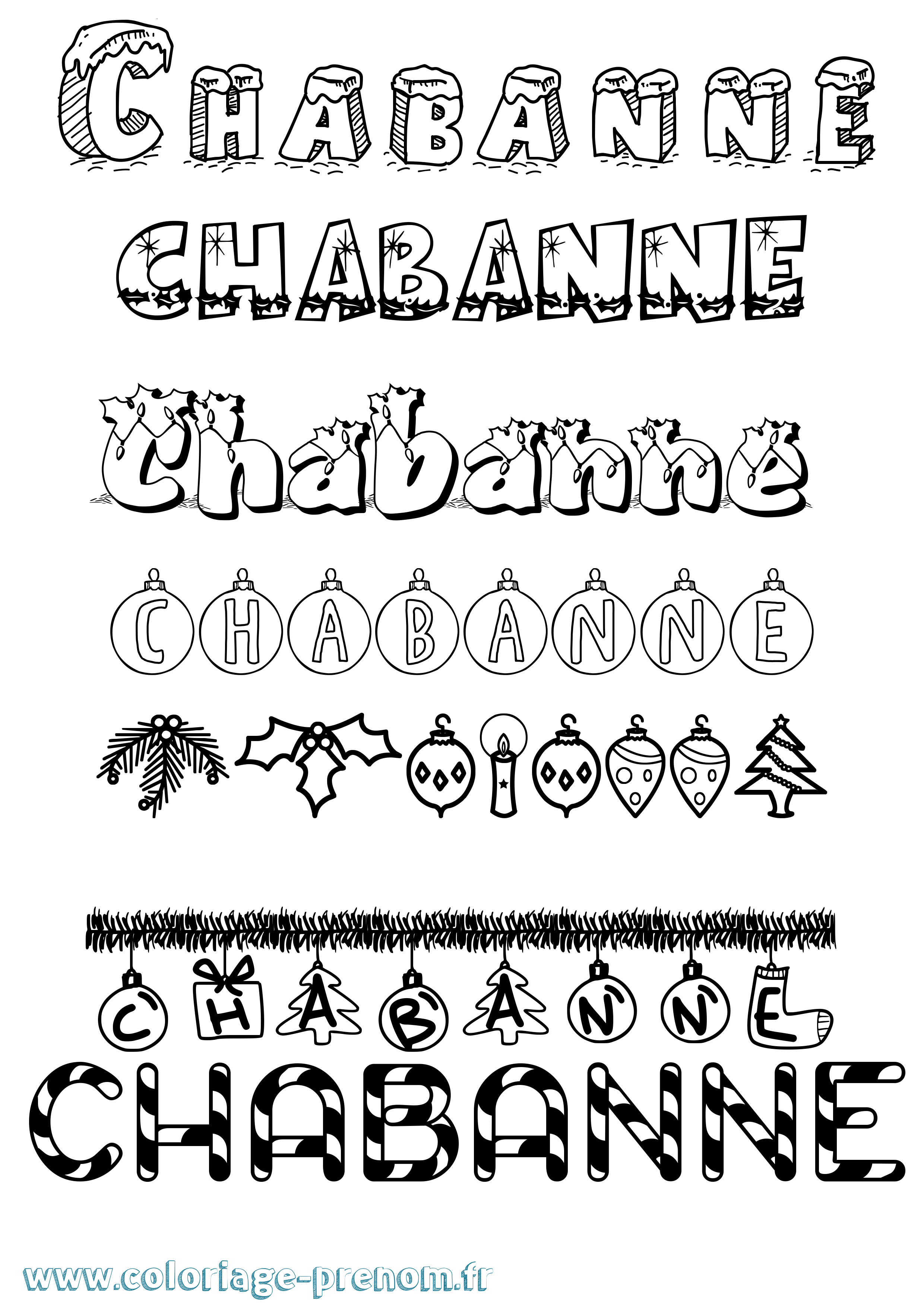 Coloriage prénom Chabanne Noël