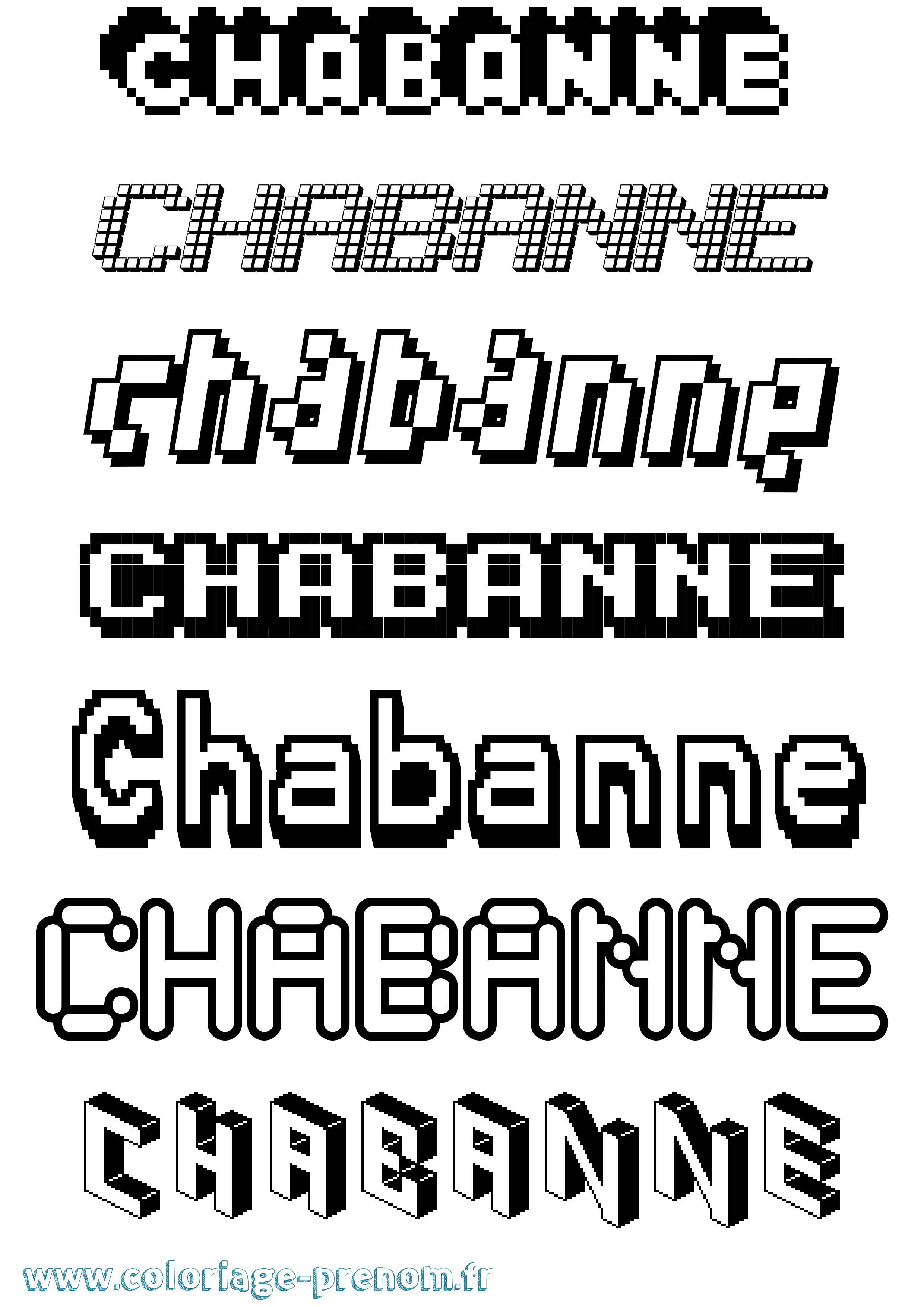 Coloriage prénom Chabanne Pixel