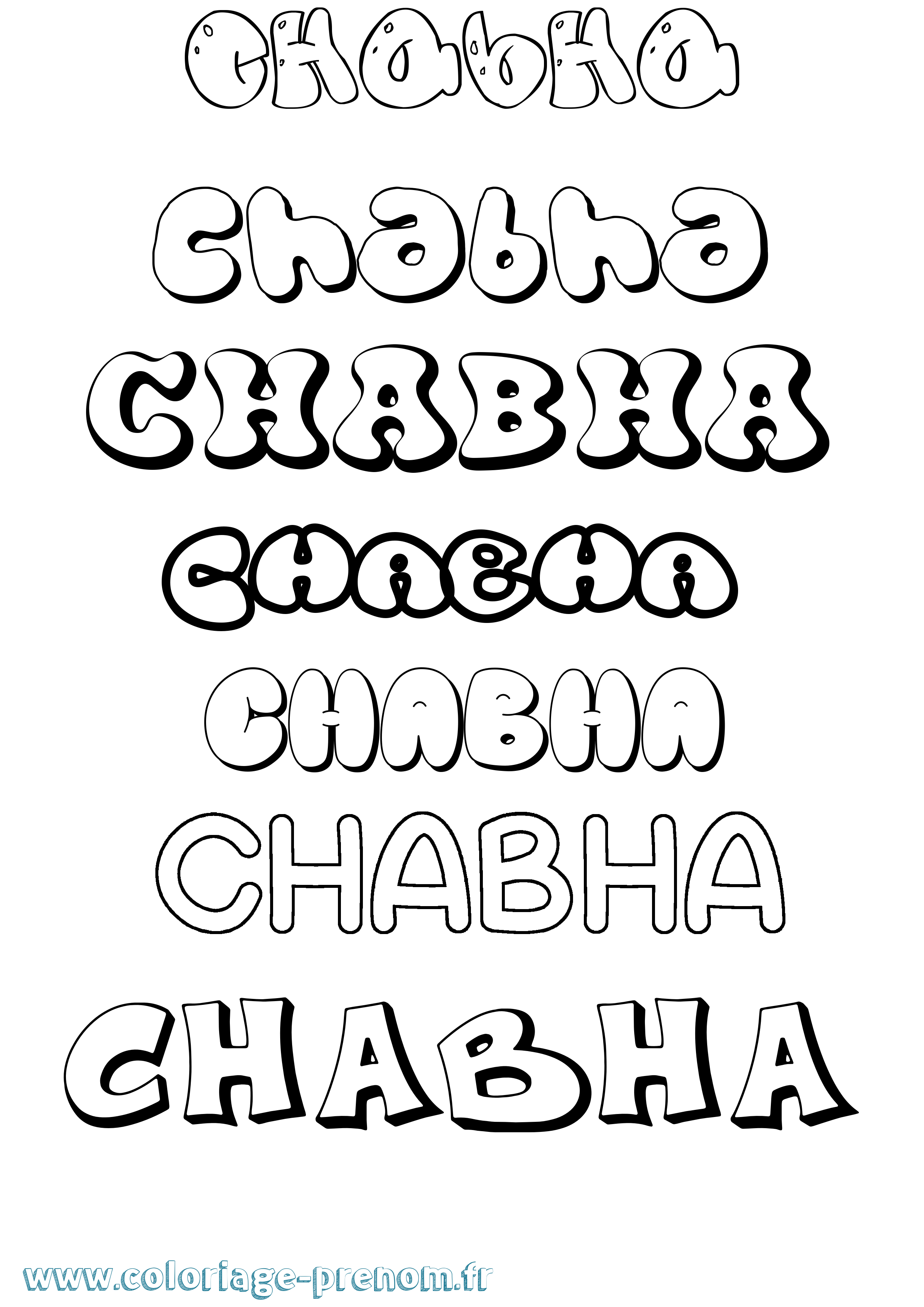 Coloriage Chabha Bubble Coloriage prénom Chabha Bubble