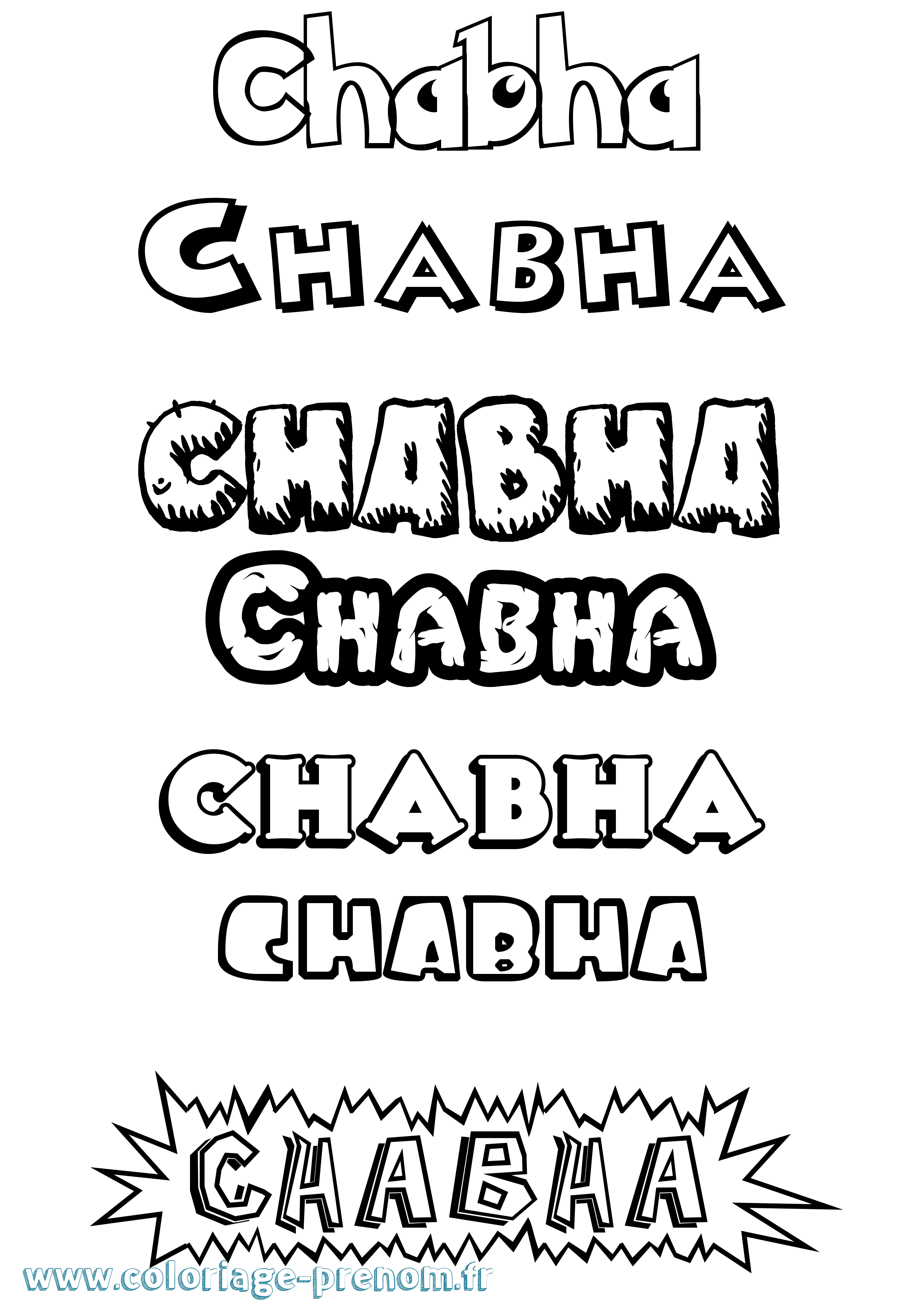 Coloriage prénom Chabha Dessin Animé