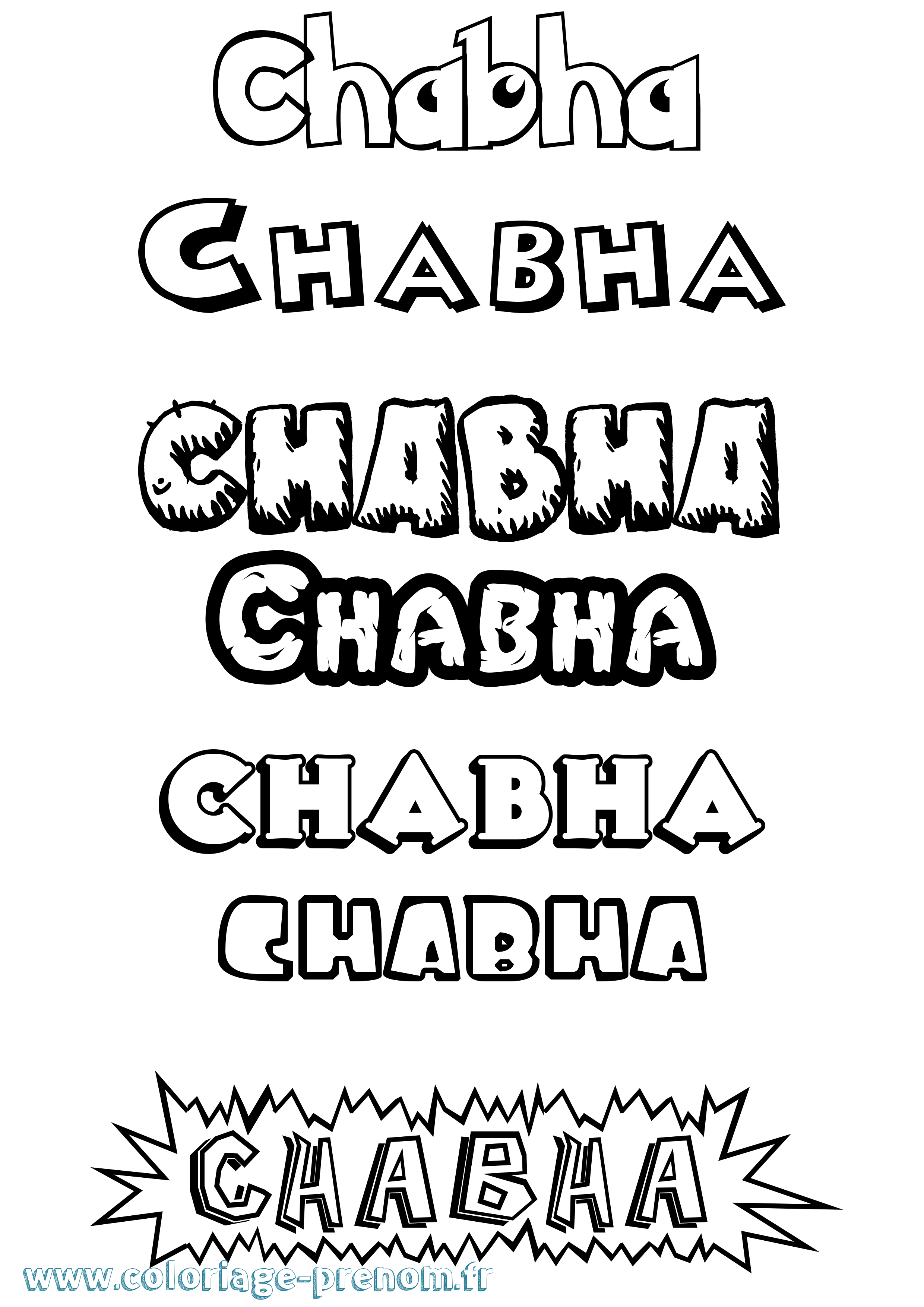 Coloriage Chabha Dessin Animé Coloriage prénom Chabha Dessin Animé