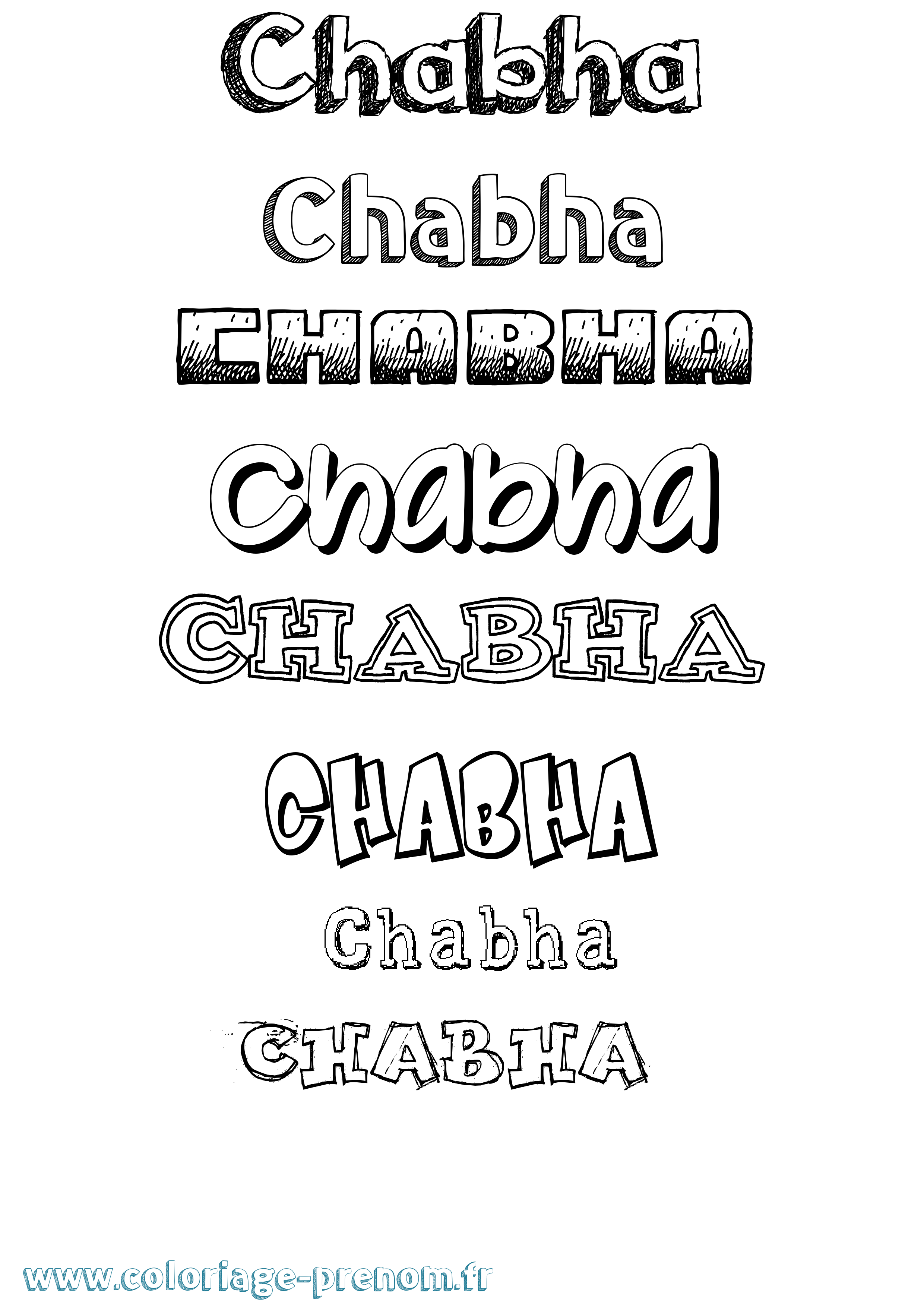 Coloriage prénom Chabha Dessiné