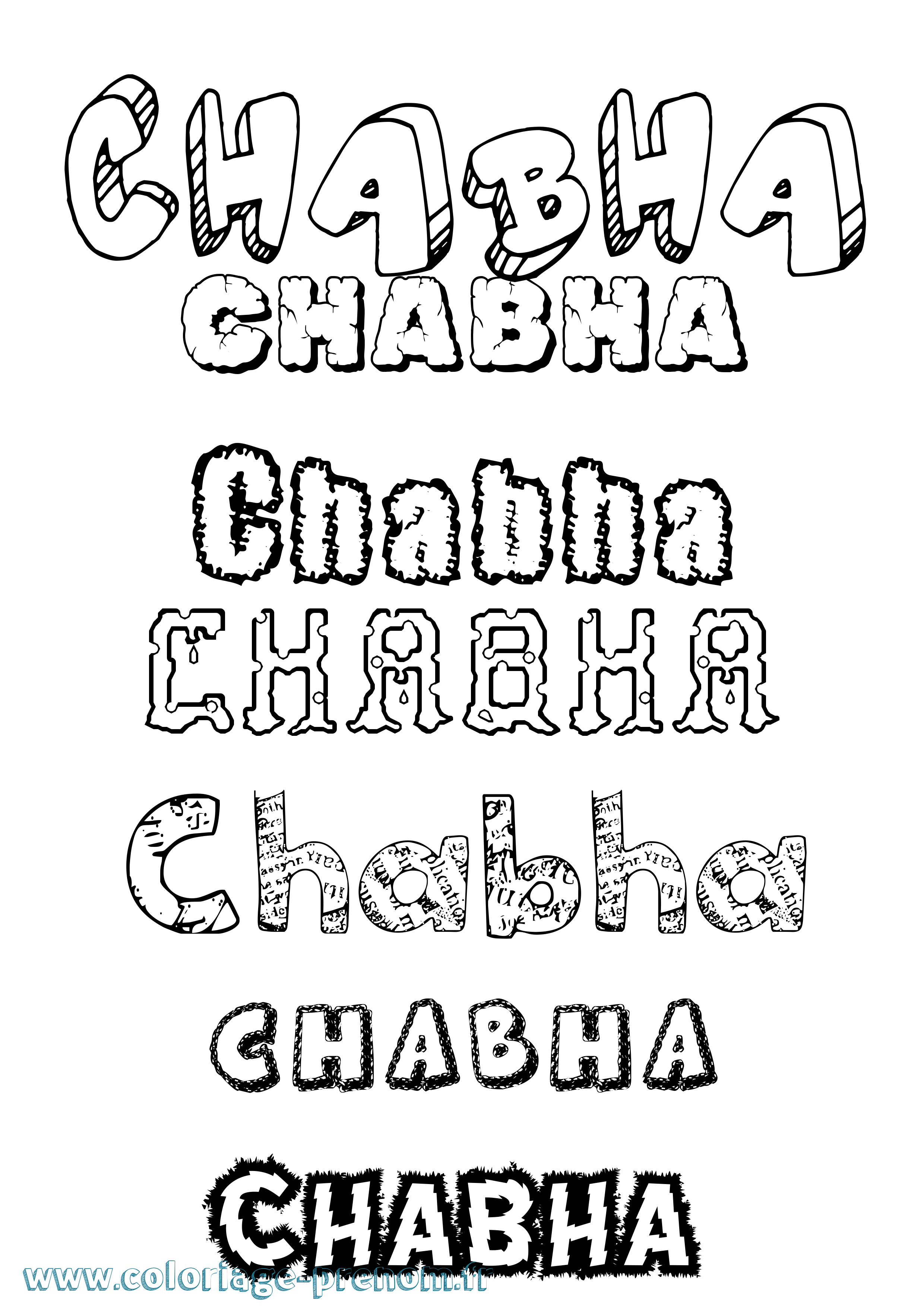 Coloriage Chabha Destructuré Coloriage prénom Chabha Destructuré