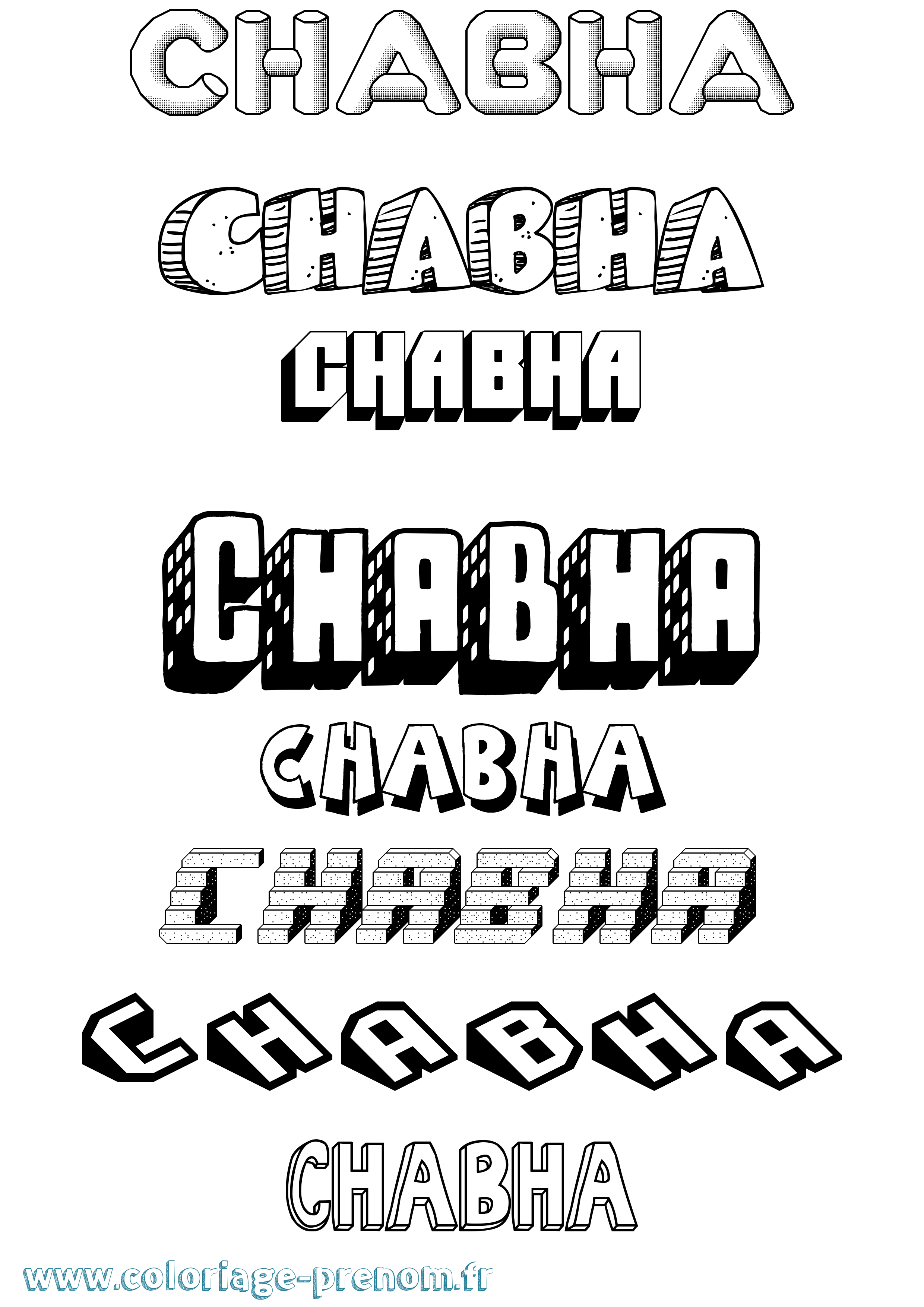 Coloriage Chabha Effet 3D Coloriage prénom Chabha Effet 3D