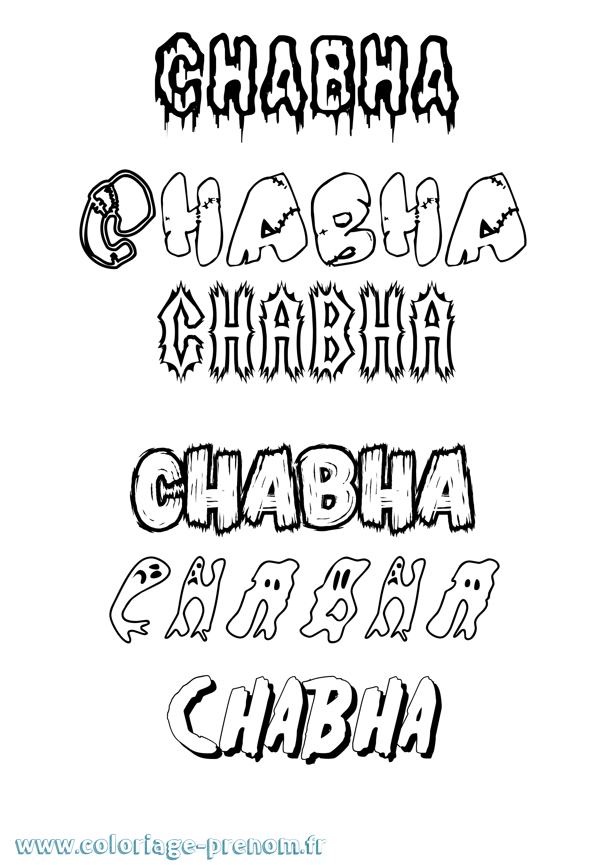 Coloriage prénom Chabha Frisson