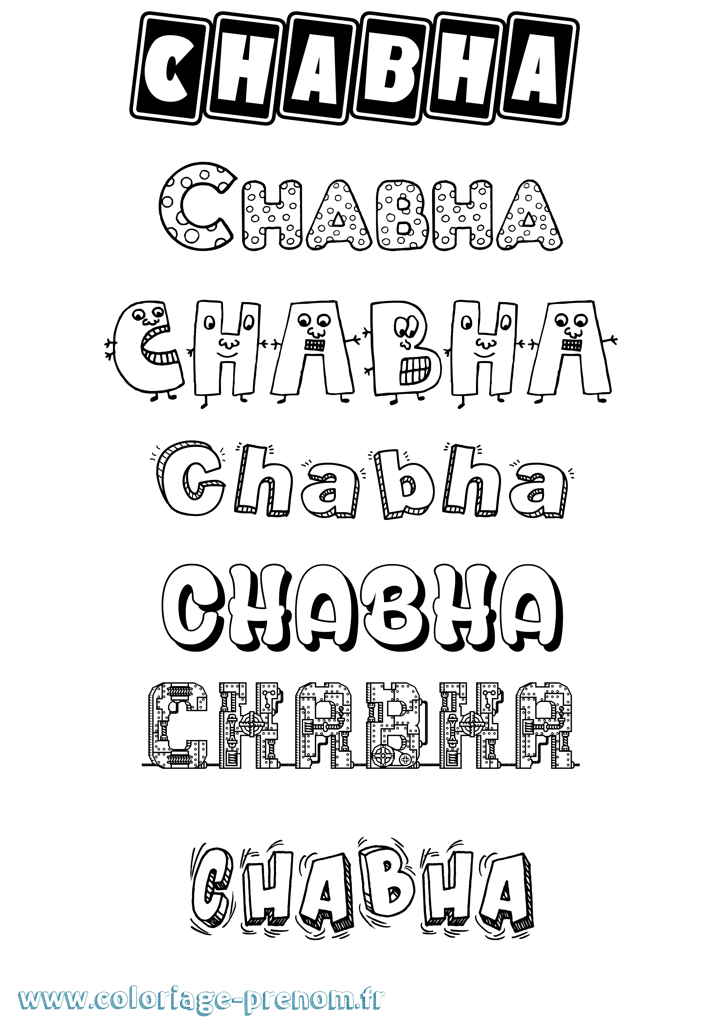 Coloriage prénom Chabha Fun