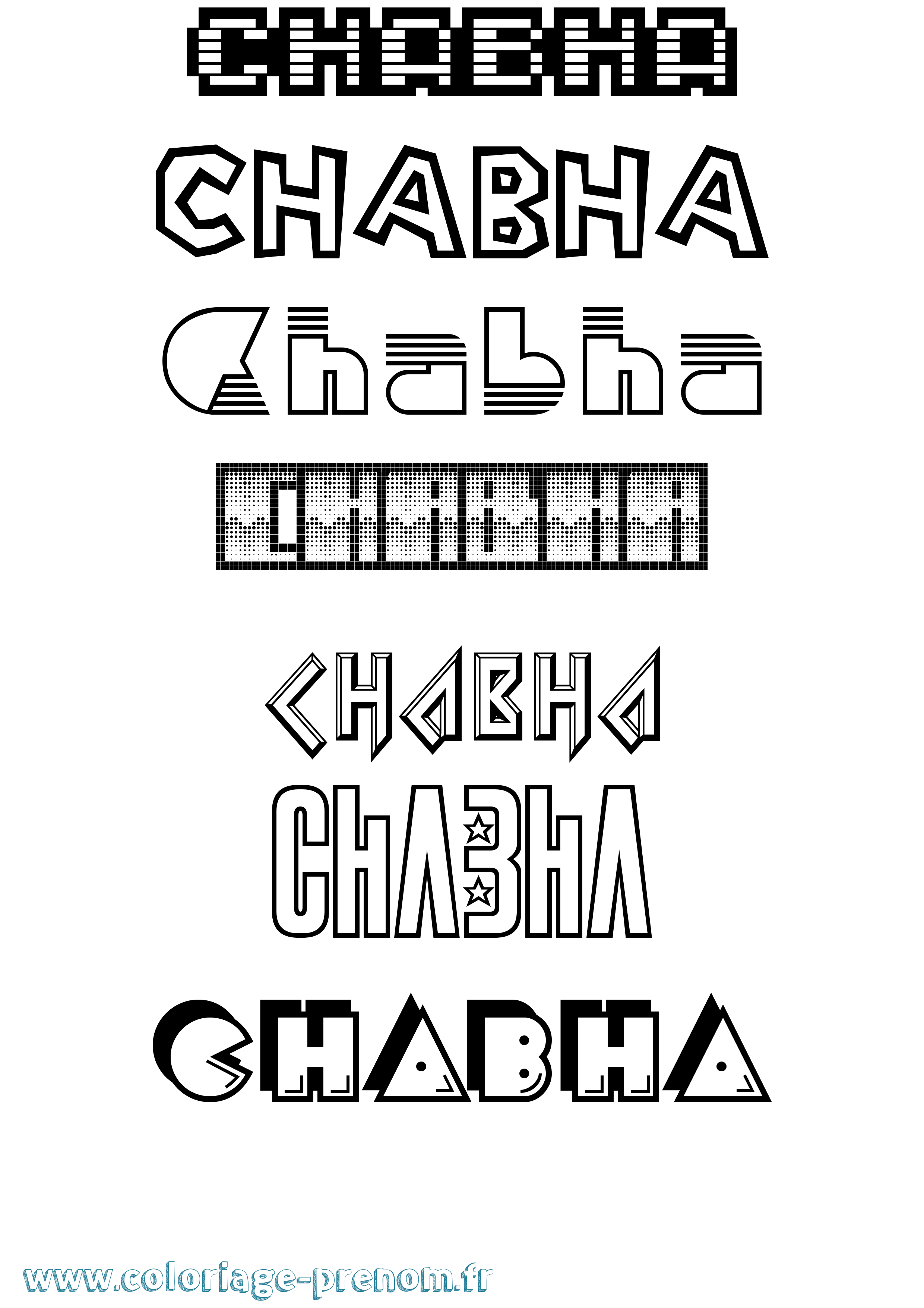 Coloriage prénom Chabha Jeux Vidéos