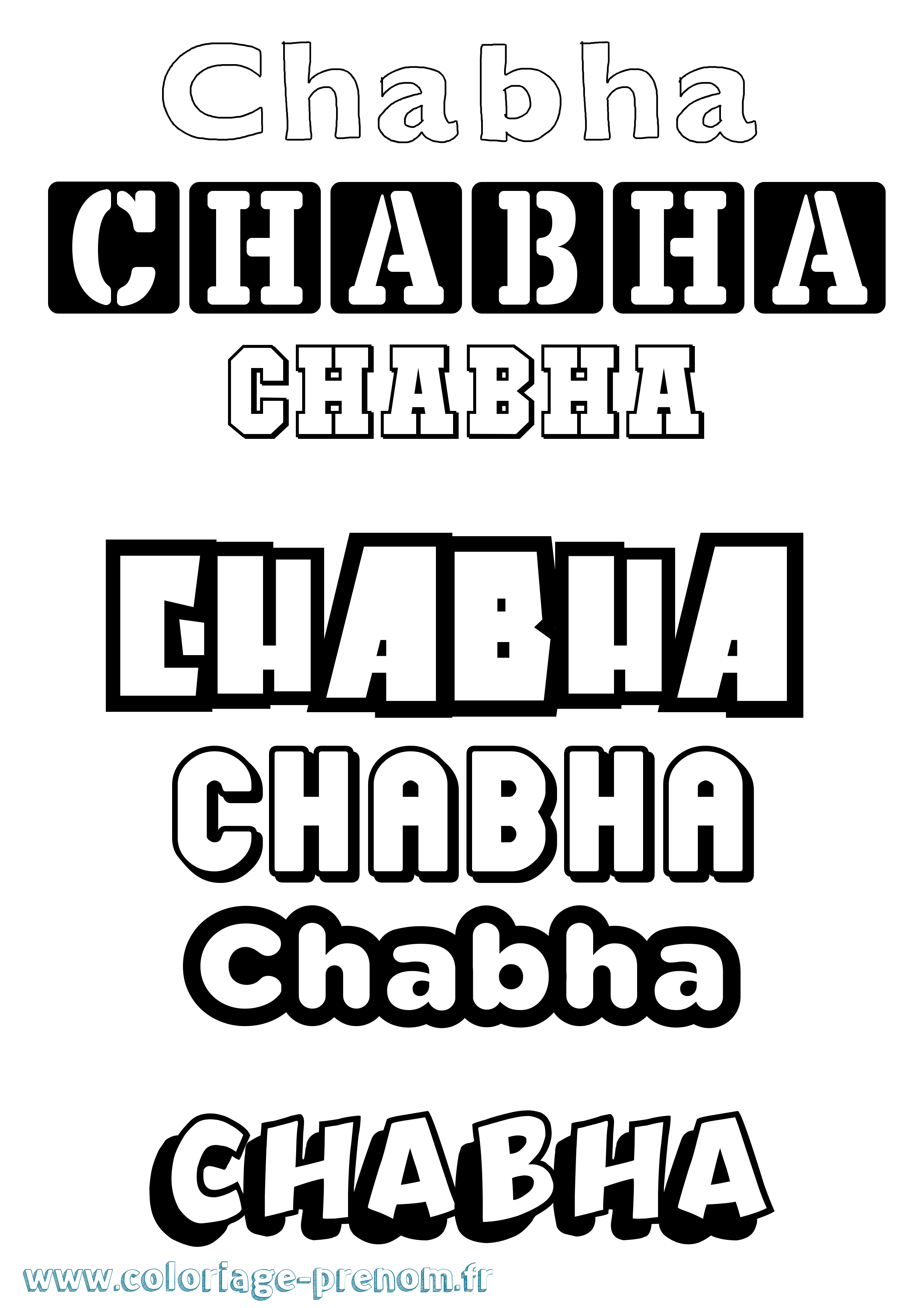 Coloriage prénom Chabha Simple