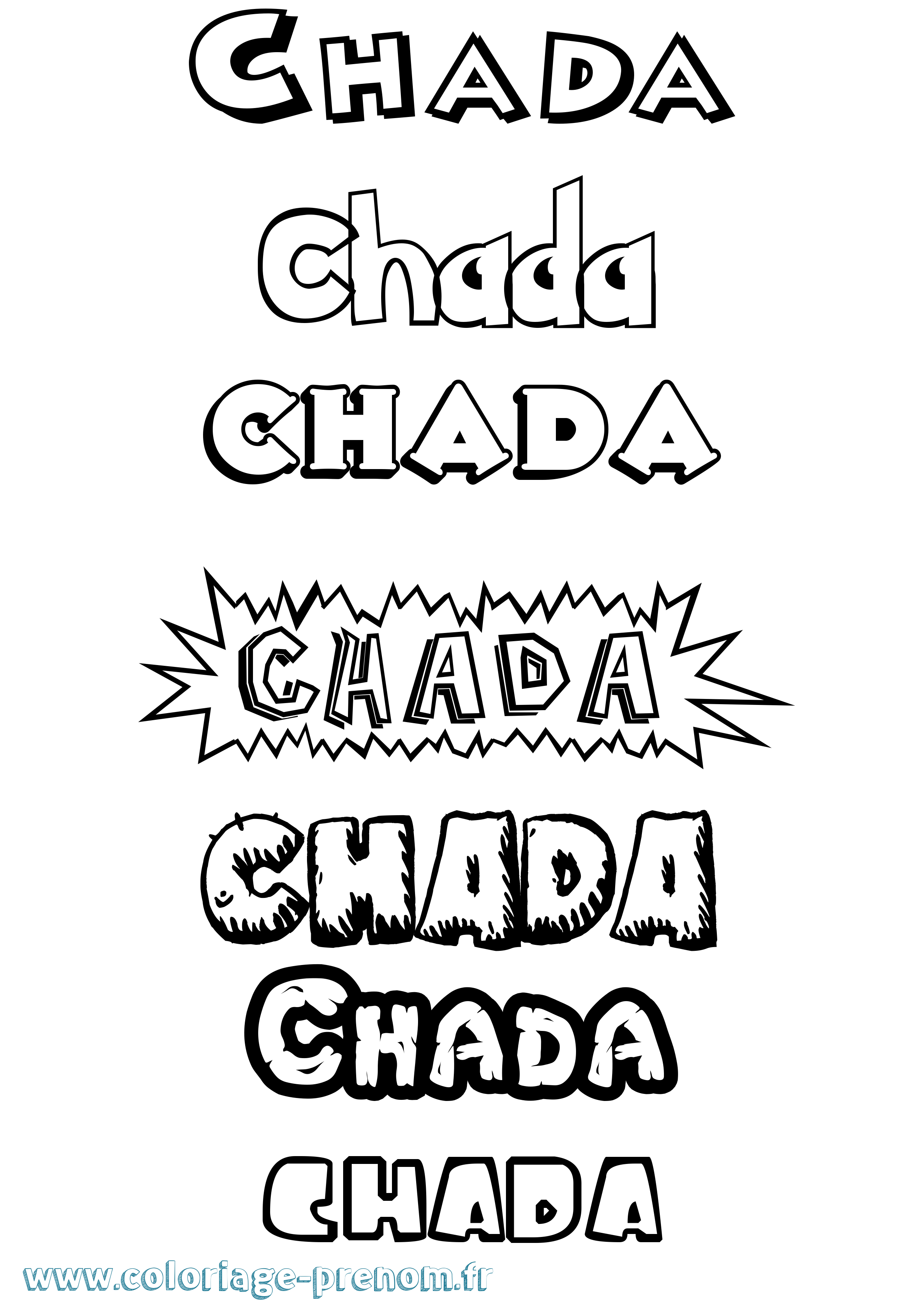 Coloriage prénom Chada Dessin Animé