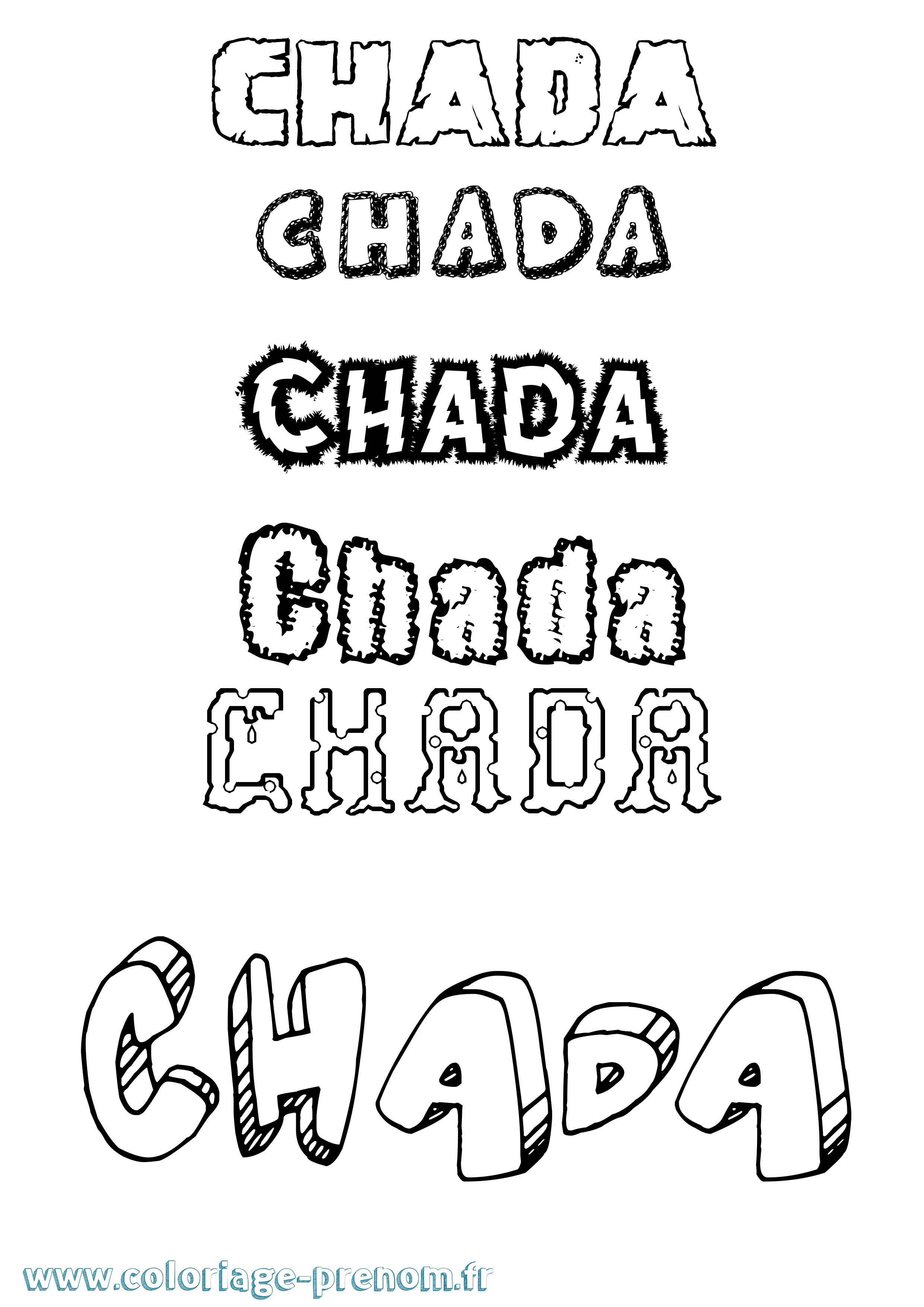 Coloriage prénom Chada Destructuré
